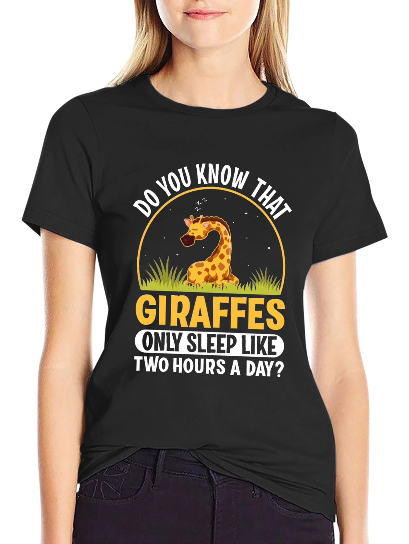 Black Giraffe Sleep T-Shirt - Do You Know That? Funny Graphic Tee view 2