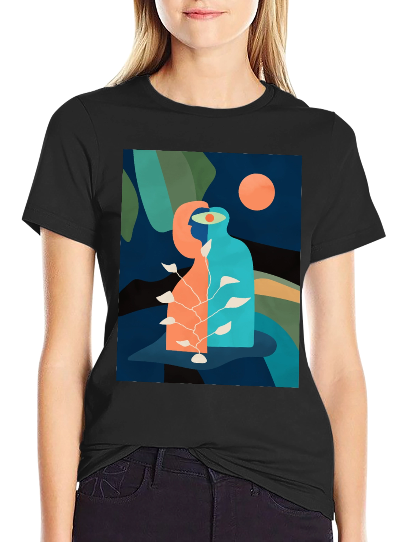 Black Abstract Art Graphic Tee - Modern Design, Unisex Fit view 2