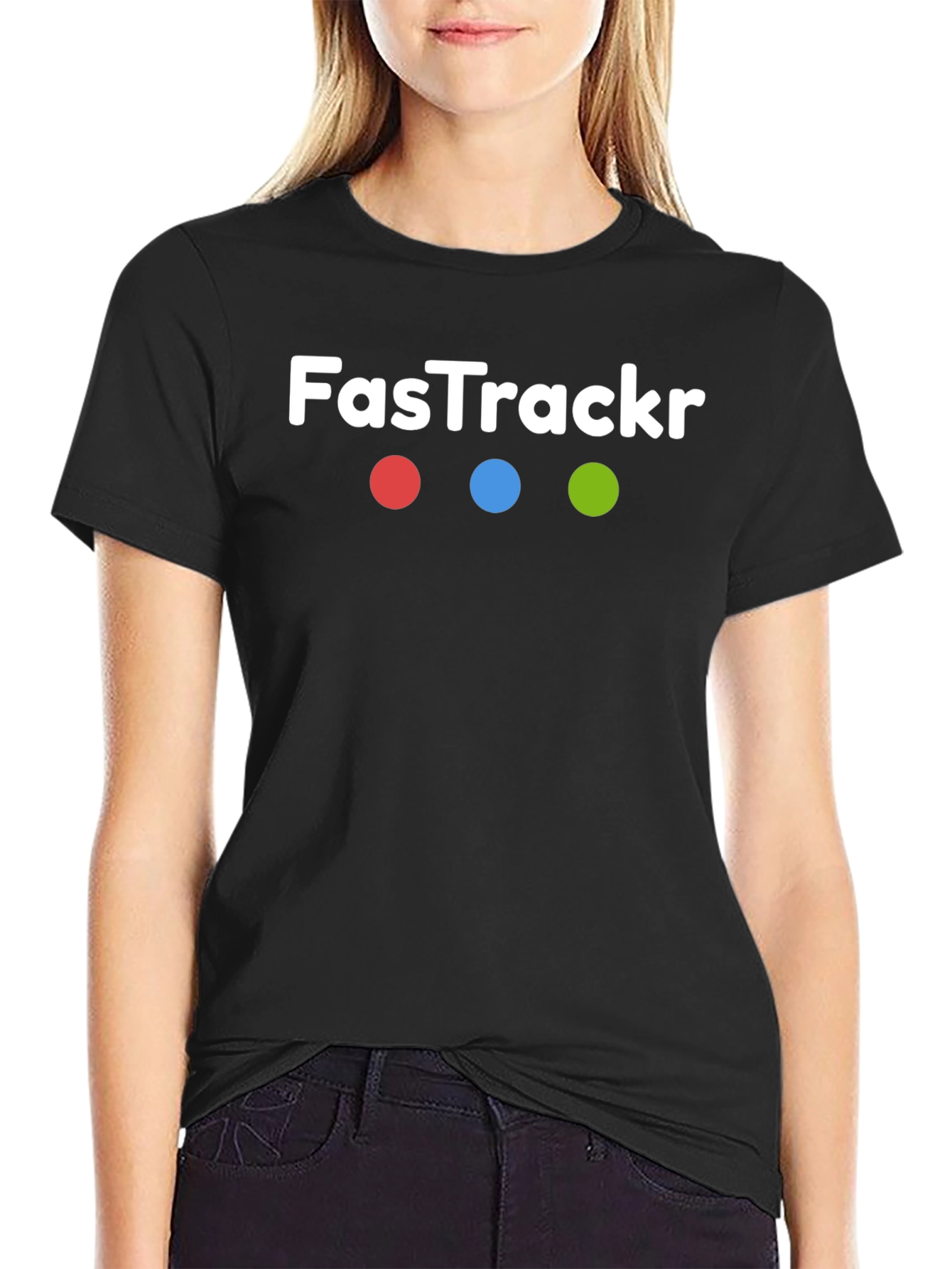 Black FasTrackr Logo Black T-Shirt view 2