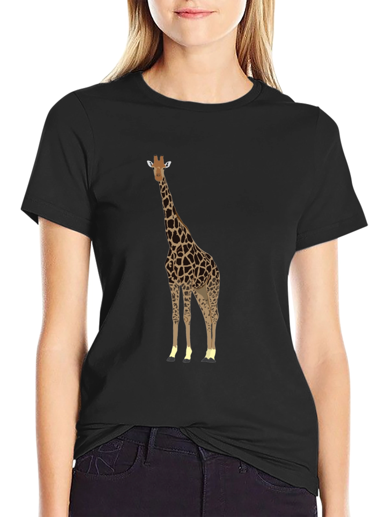 Black Giraffe Graphic Tee - Stylish Animal Print T-Shirt view 2