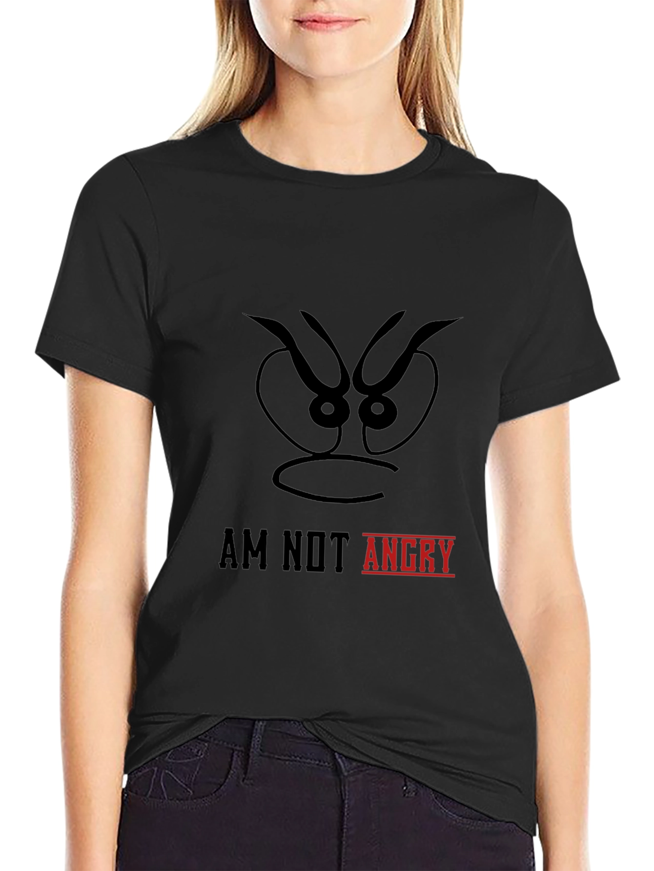 Black Am Not Angry Graphic Tee - Mens Black Cotton T-Shirt view 2