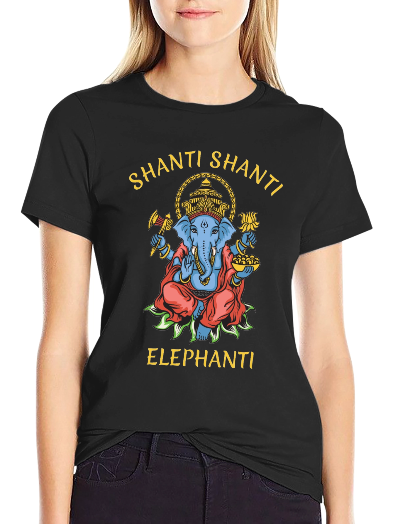 Black Shanti Elephant Graphic T-Shirt - Premium Cotton view 2