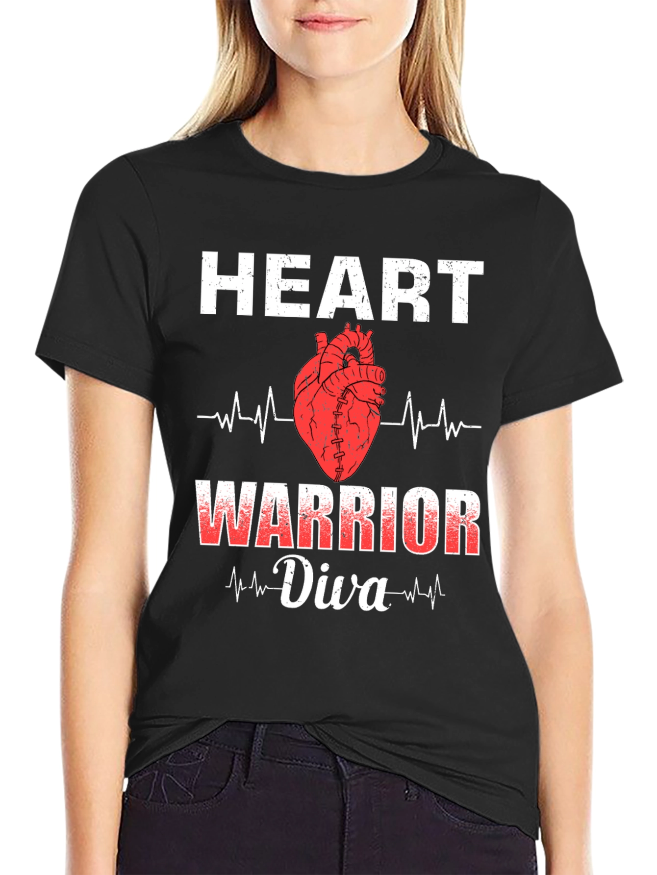 Black Heart Warrior Diva Graphic T-Shirt view 2