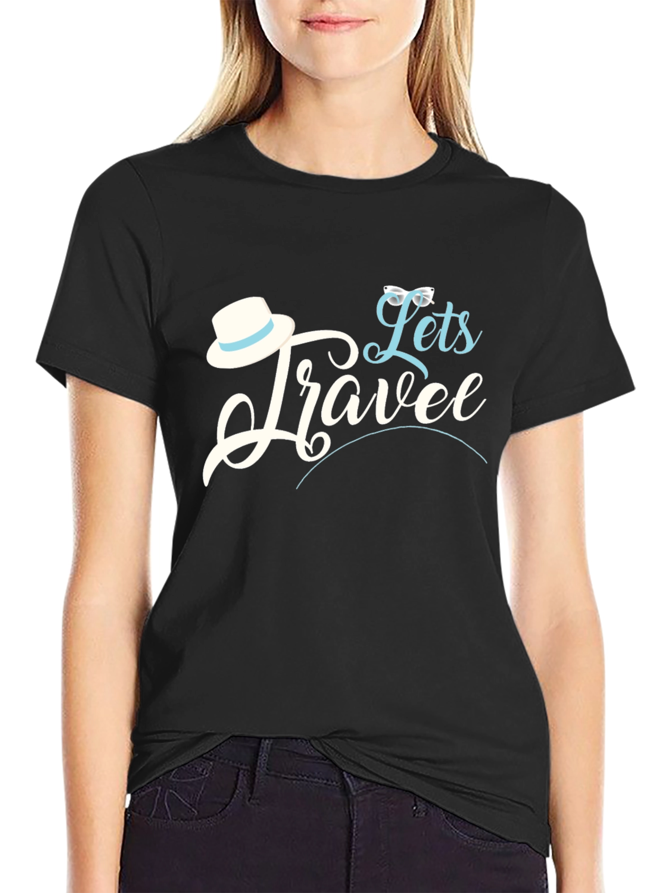 Black Let's Travel Graphic T-Shirt view 2