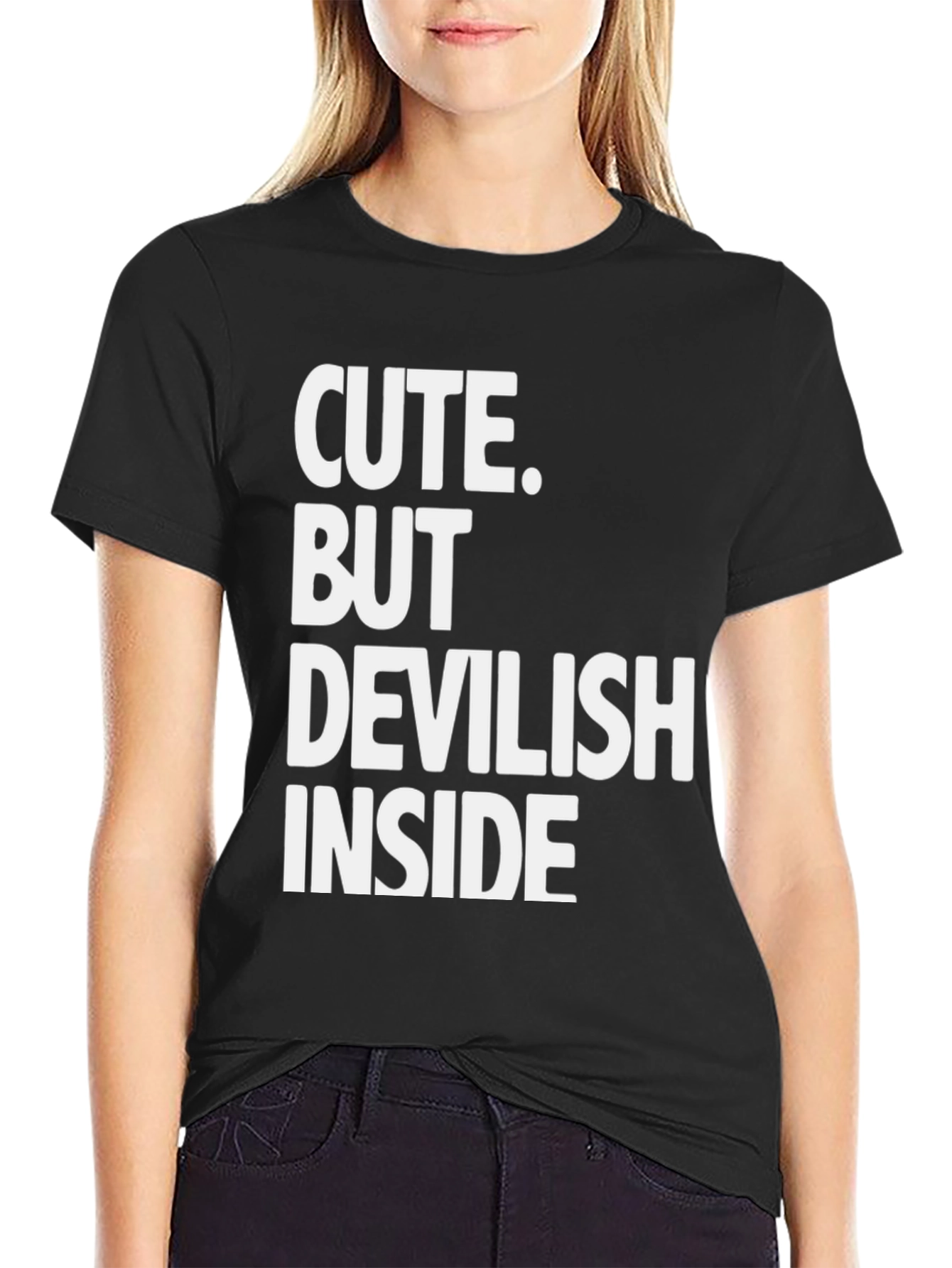 Black Cute But Devilish Inside Graphic Tee - Black view 2