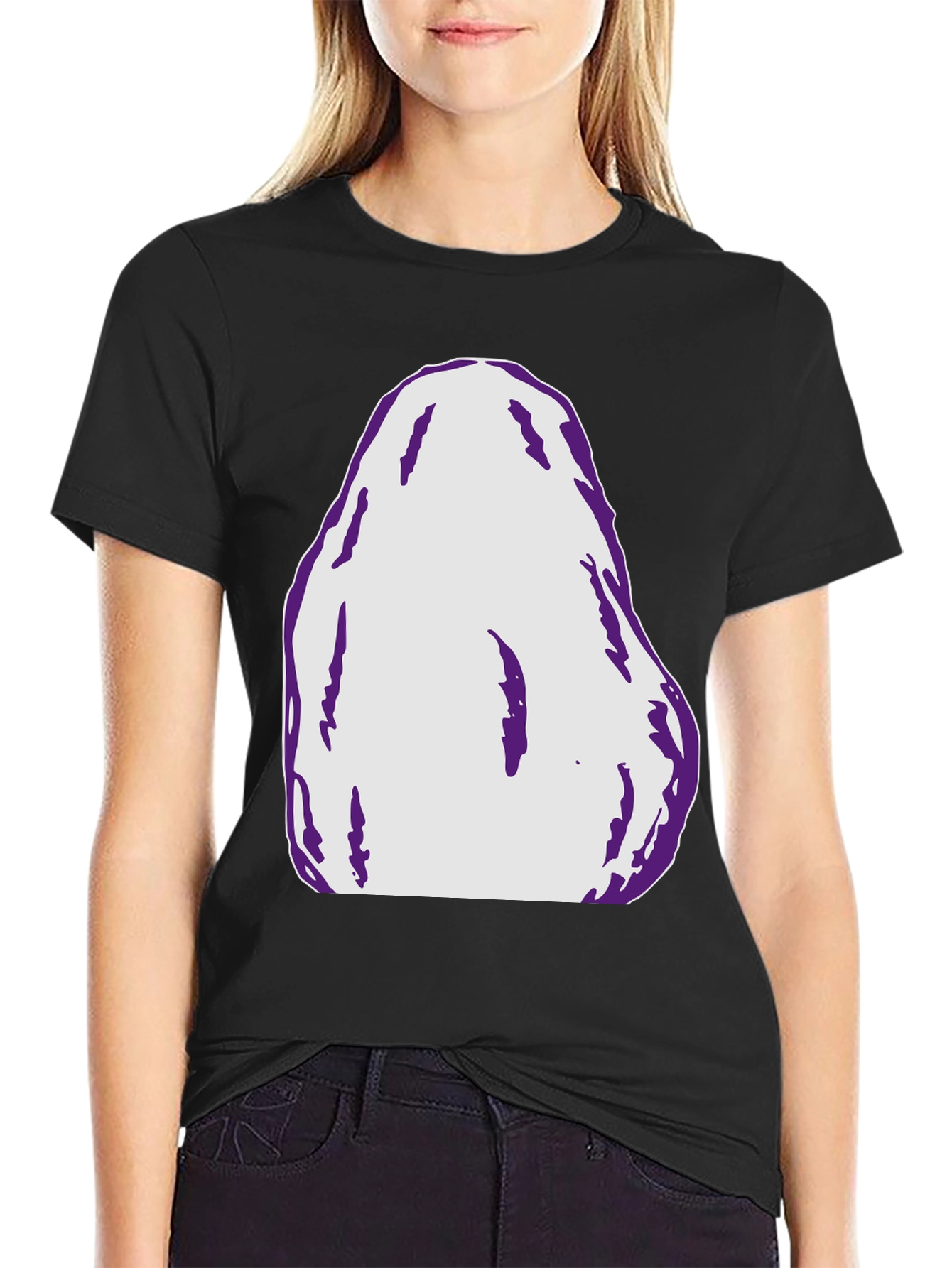 Black Abstract Graphic Tee - Bold Black Cotton T-Shirt view 2