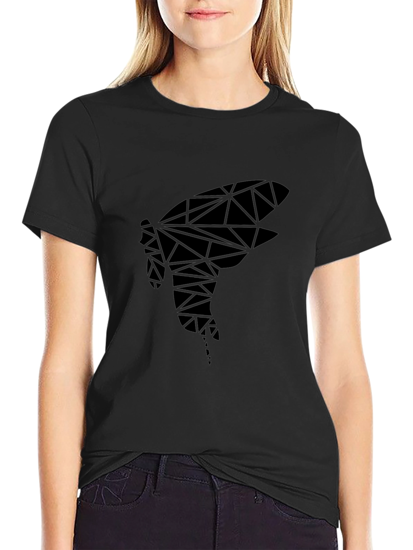 Black Geometric Insect Graphic Tee view 2