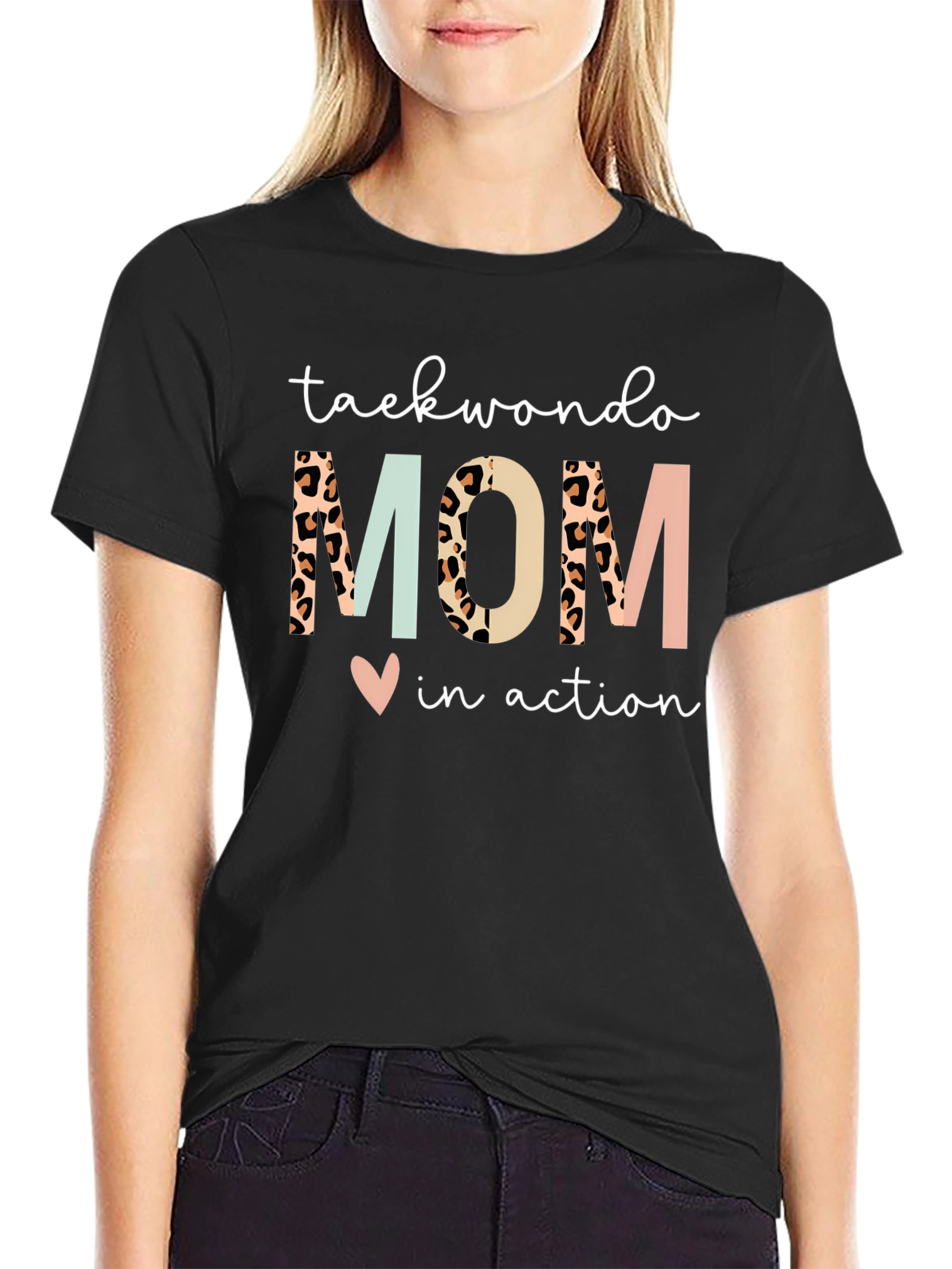 Black Taekwondo Mom in Action T-Shirt view 2