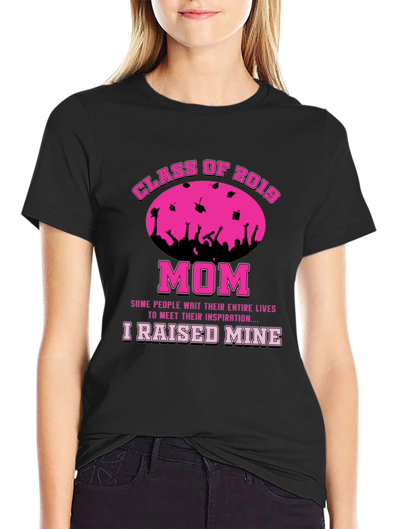 Black Class of 2019 Mom T-Shirt - Graduation Pride! view 2