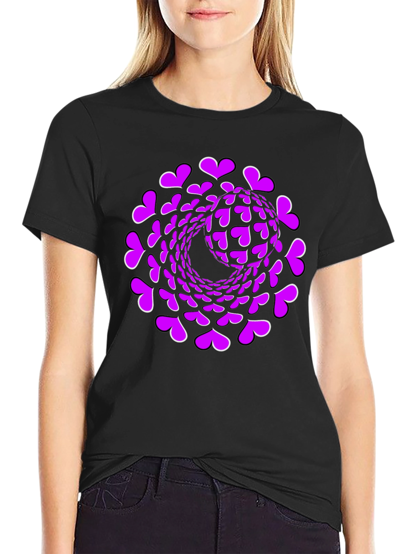 Black Heart Swirl Graphic Black T-Shirt view 2