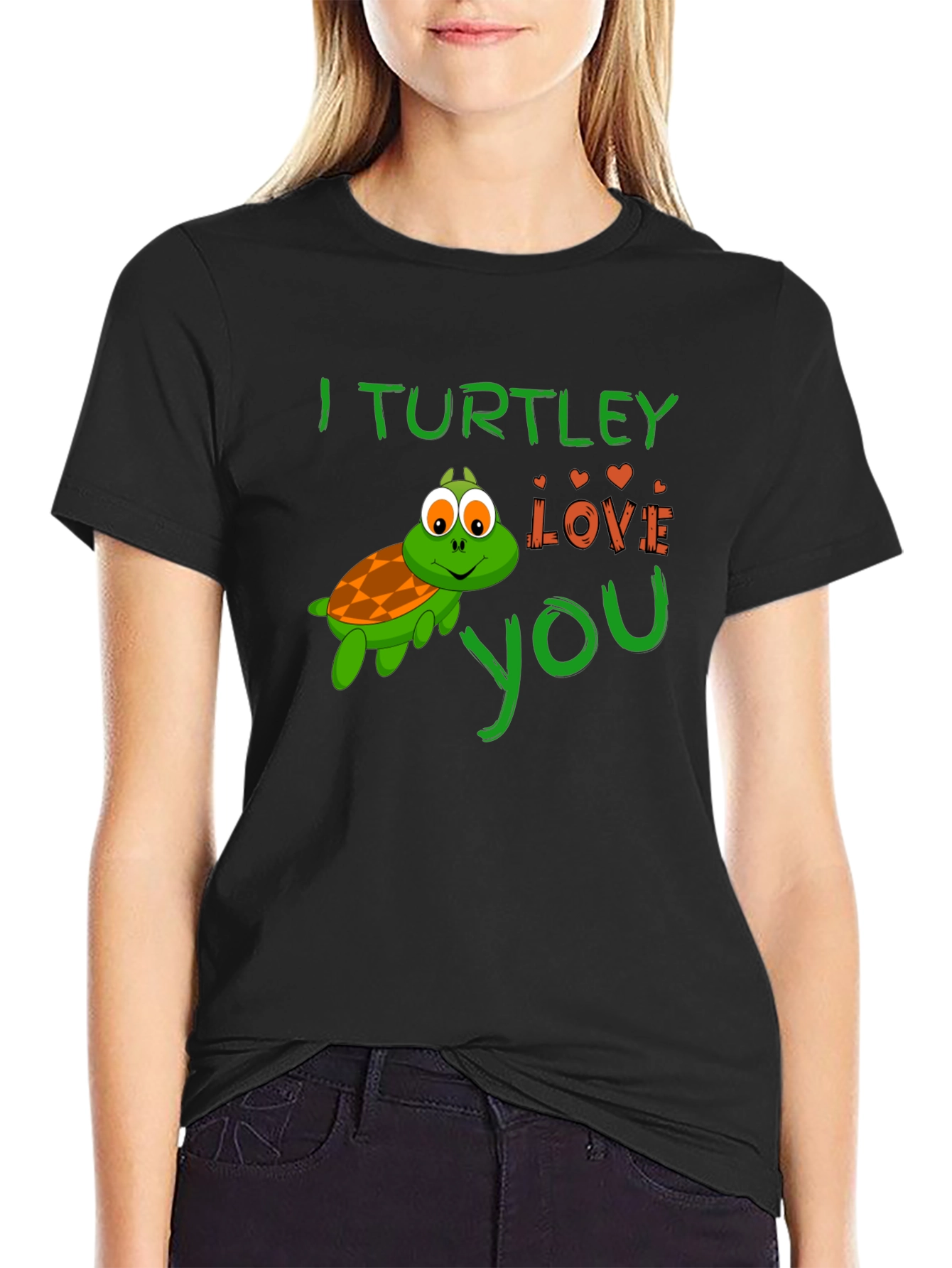 Black I Turtley Love You Graphic Tee - Cute Turtle T-Shirt view 2