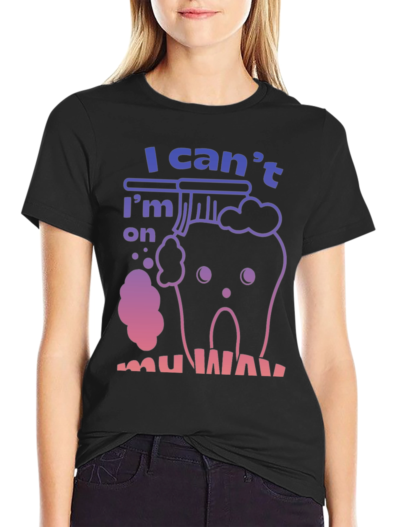 Black Funny Tooth T-Shirt - "I'm on my way" view 2