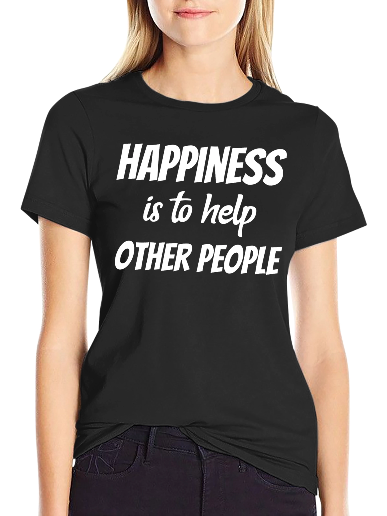 Black Happiness is to Help Others Black T-Shirt view 2