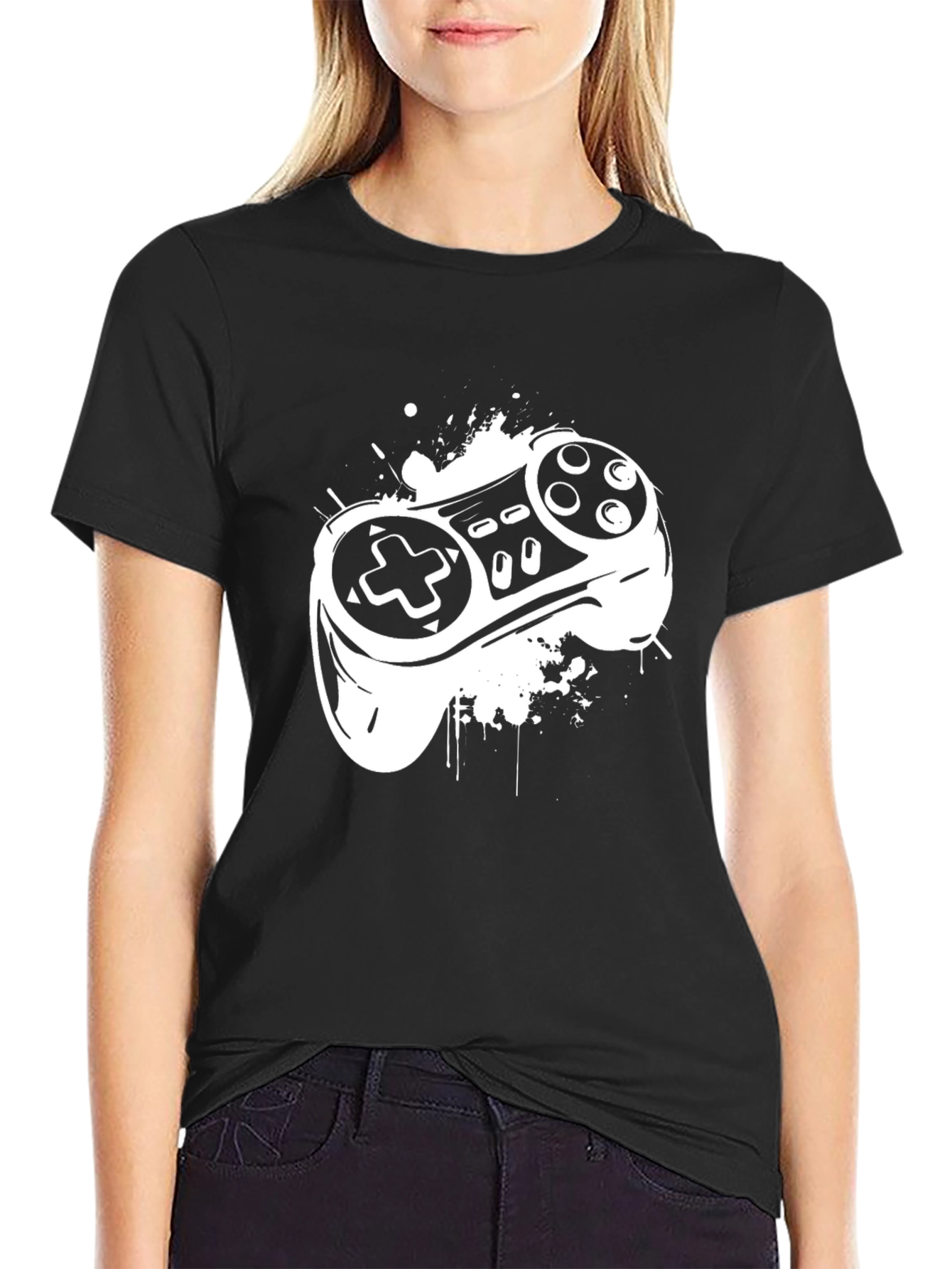 Black Gaming Controller Graphic Tee - Black view 2