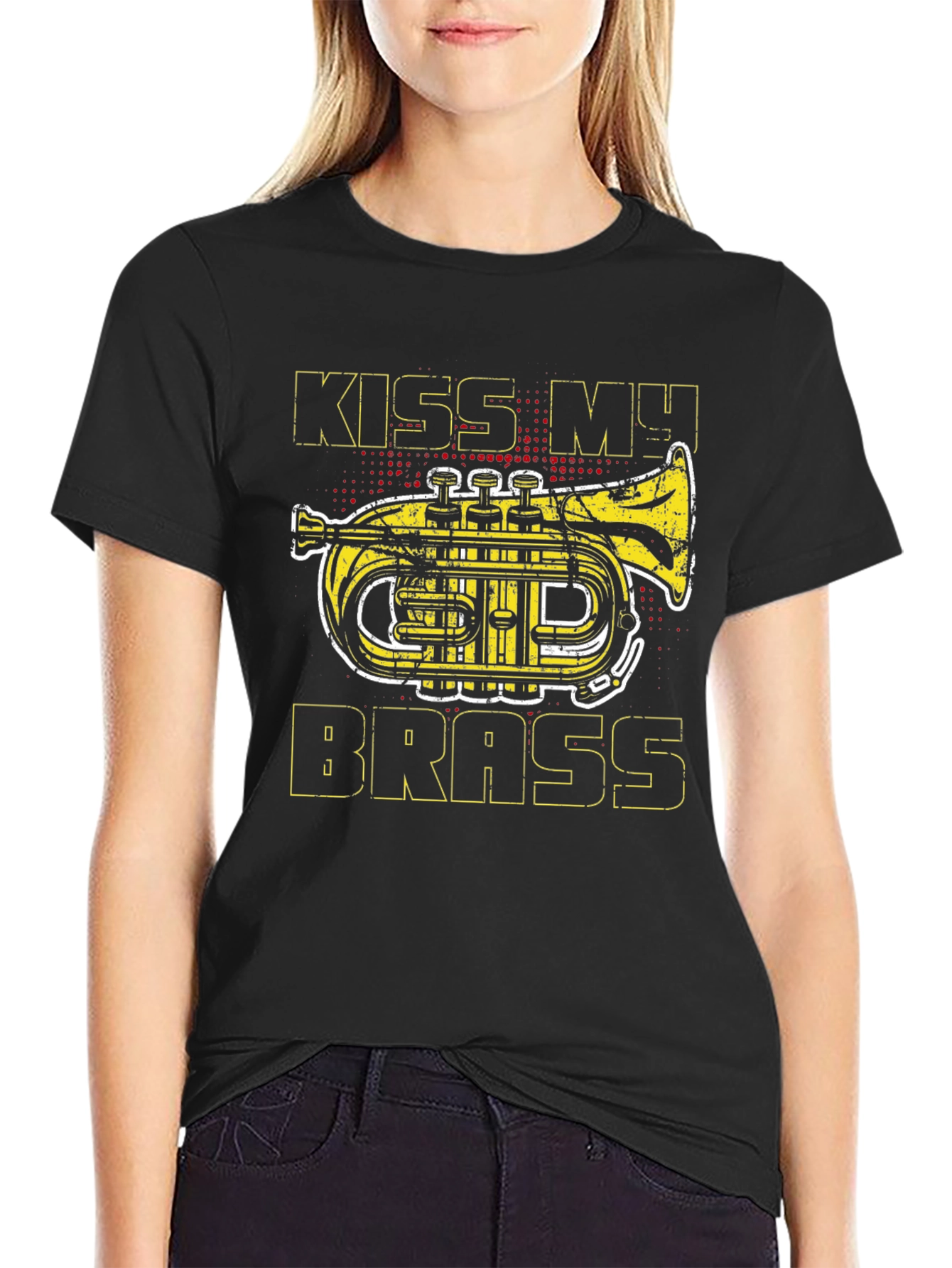 Black Kiss My Brass T-Shirt - Music Humor Tee view 2