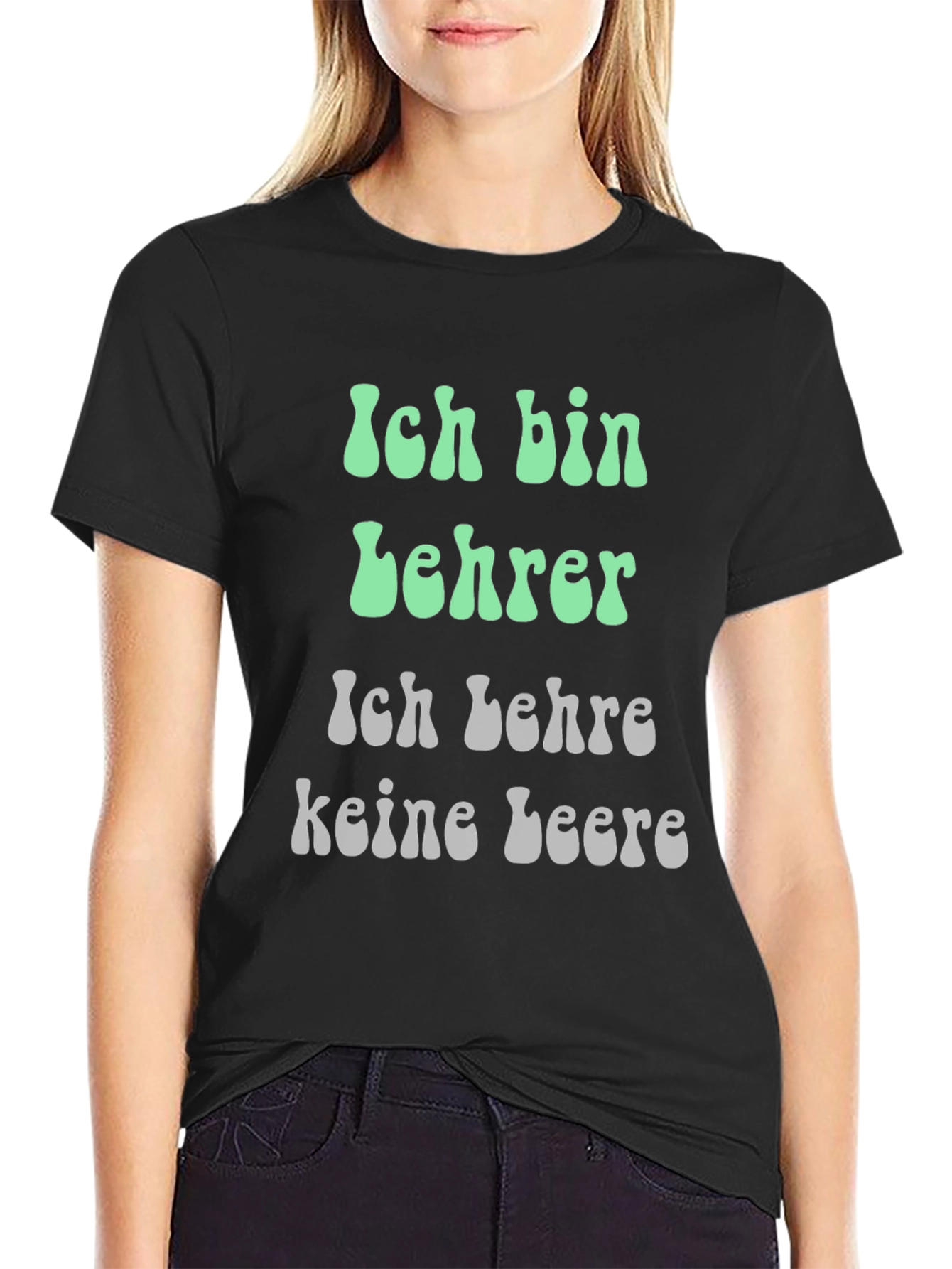 Black Teacher T-Shirt: "Ich bin Lehrer" German Slogan Shirt view 2