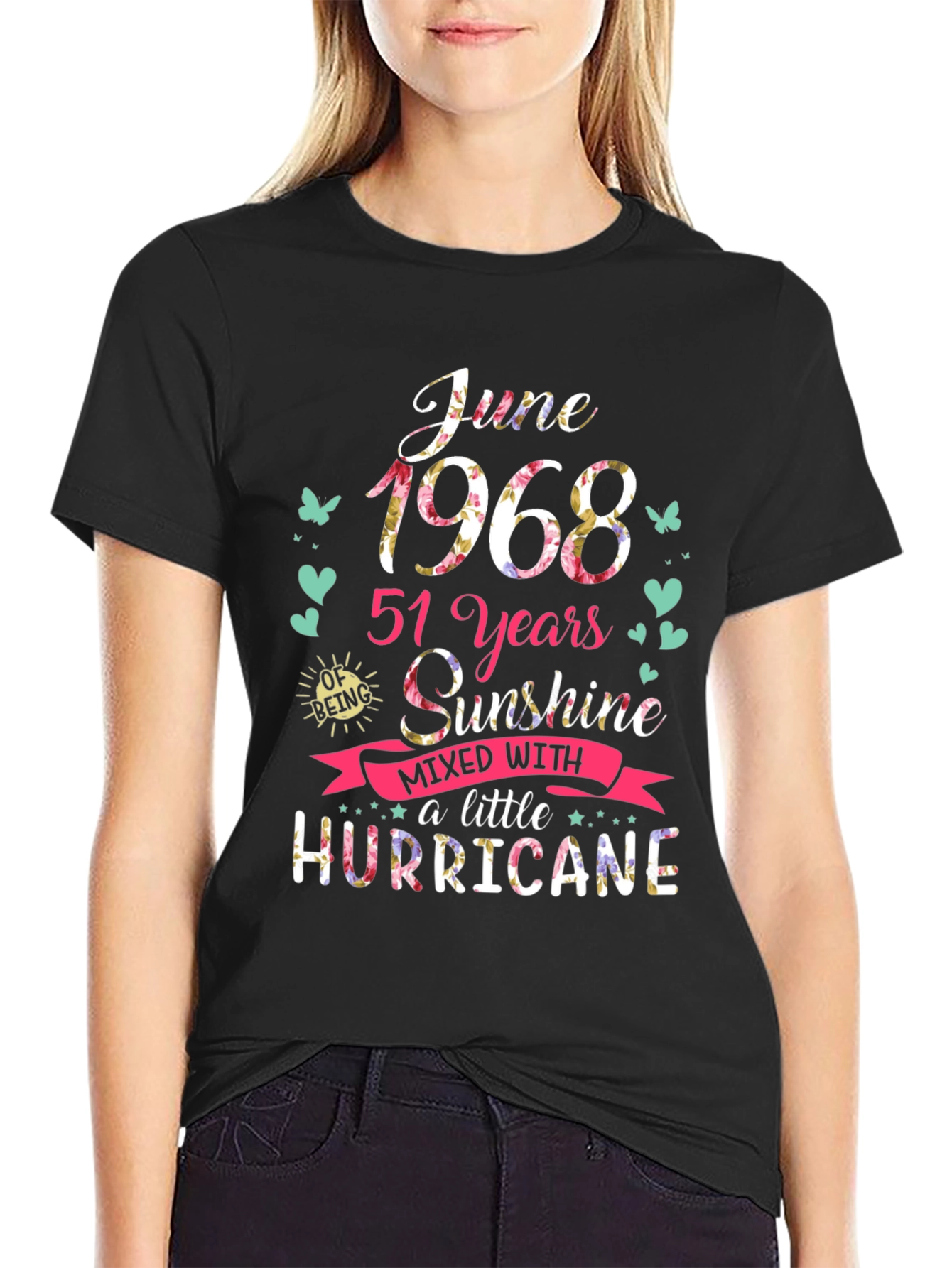 Black June 1968 51 Years Sunshine Hurricane T-Shirt view 2