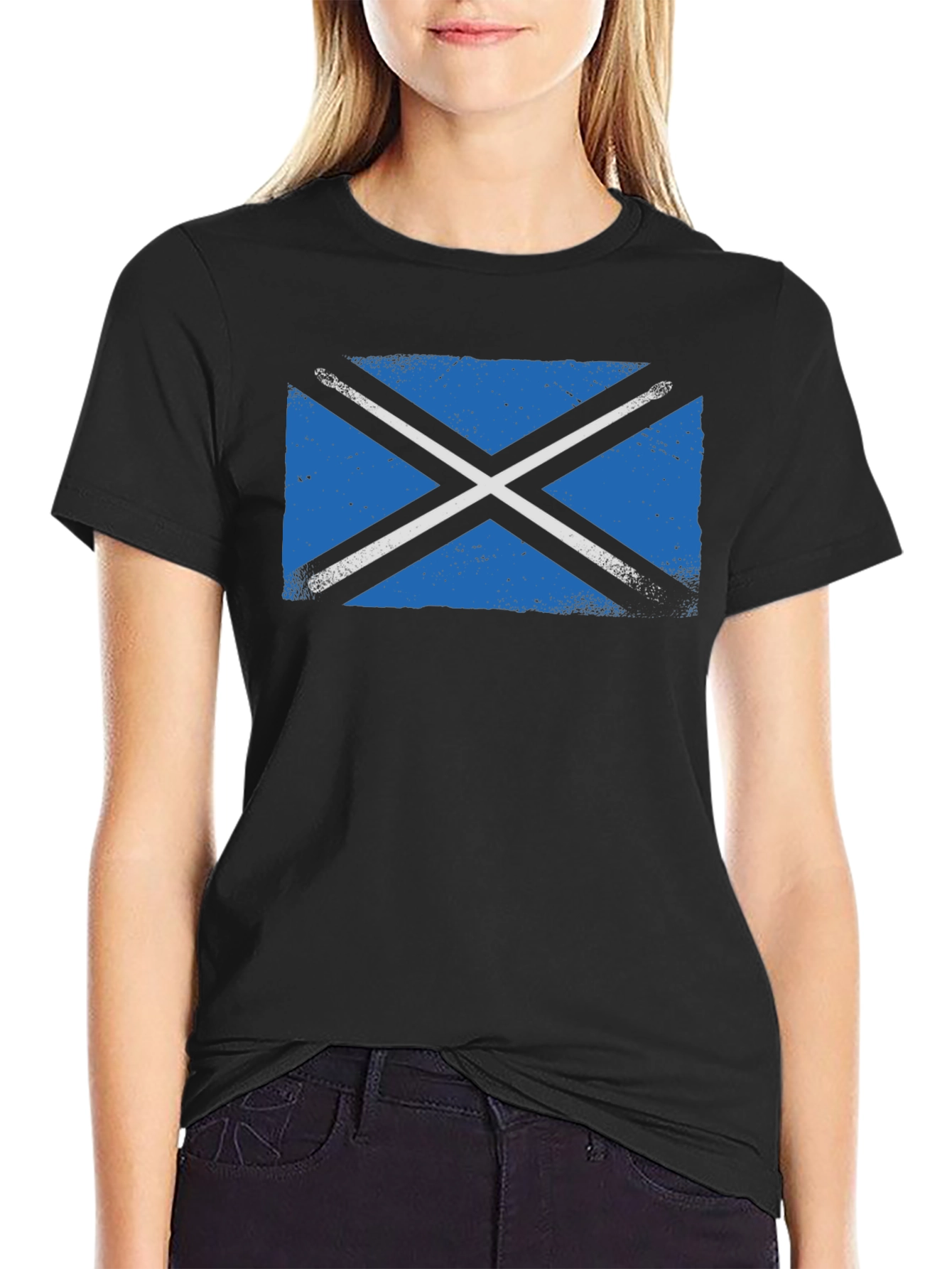 Black Scottish Flag Black T-Shirt view 2