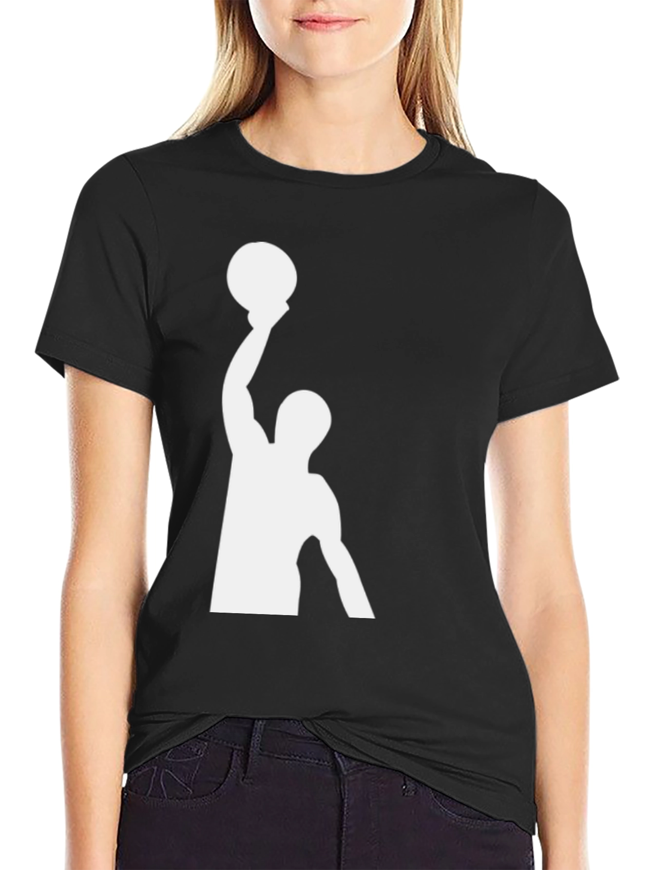 Black Basketball Player Graphic Tee - Black Cotton T-Shirt view 2