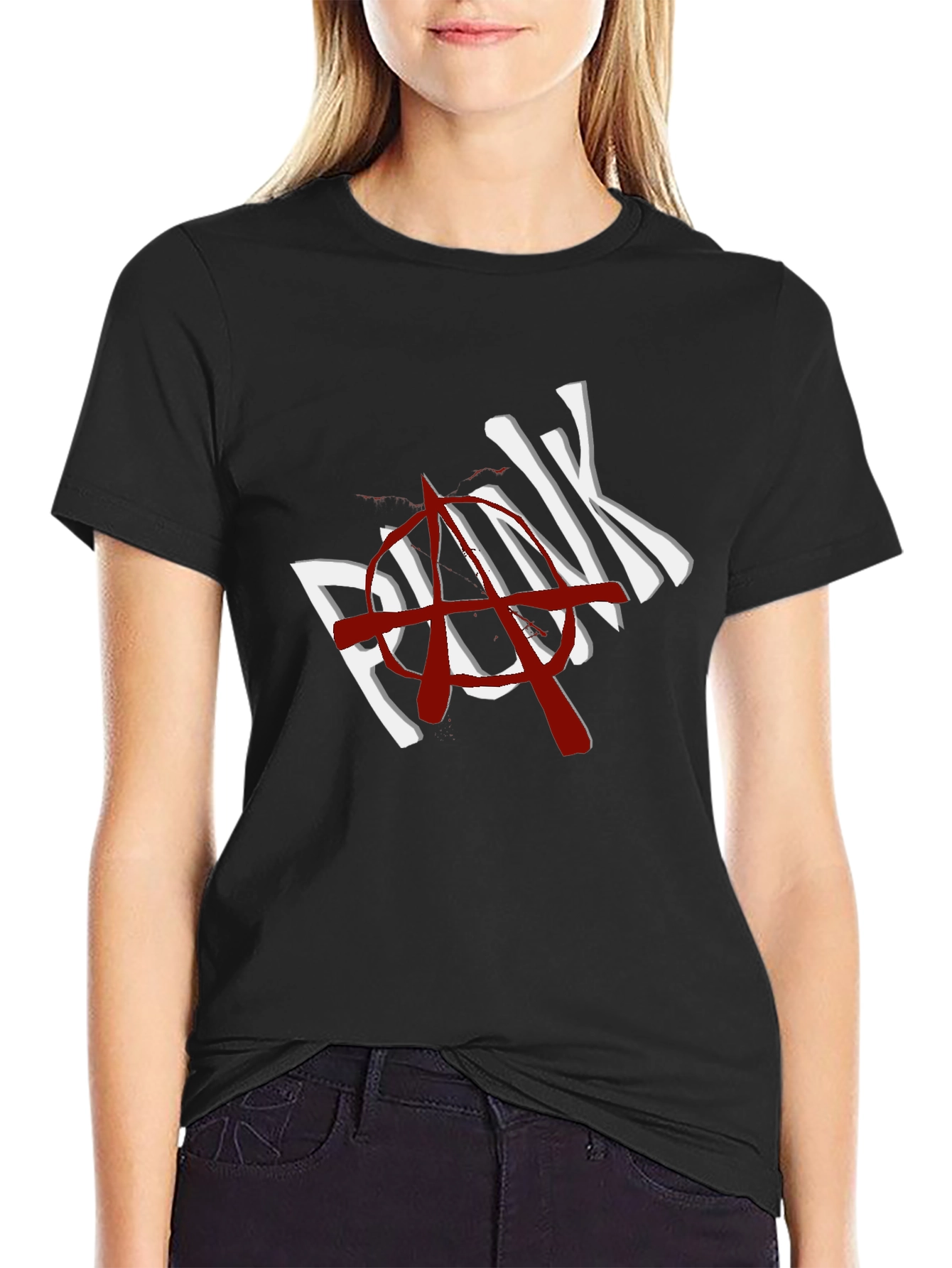Black Punk Anarchy Graphic T-Shirt - Black view 2