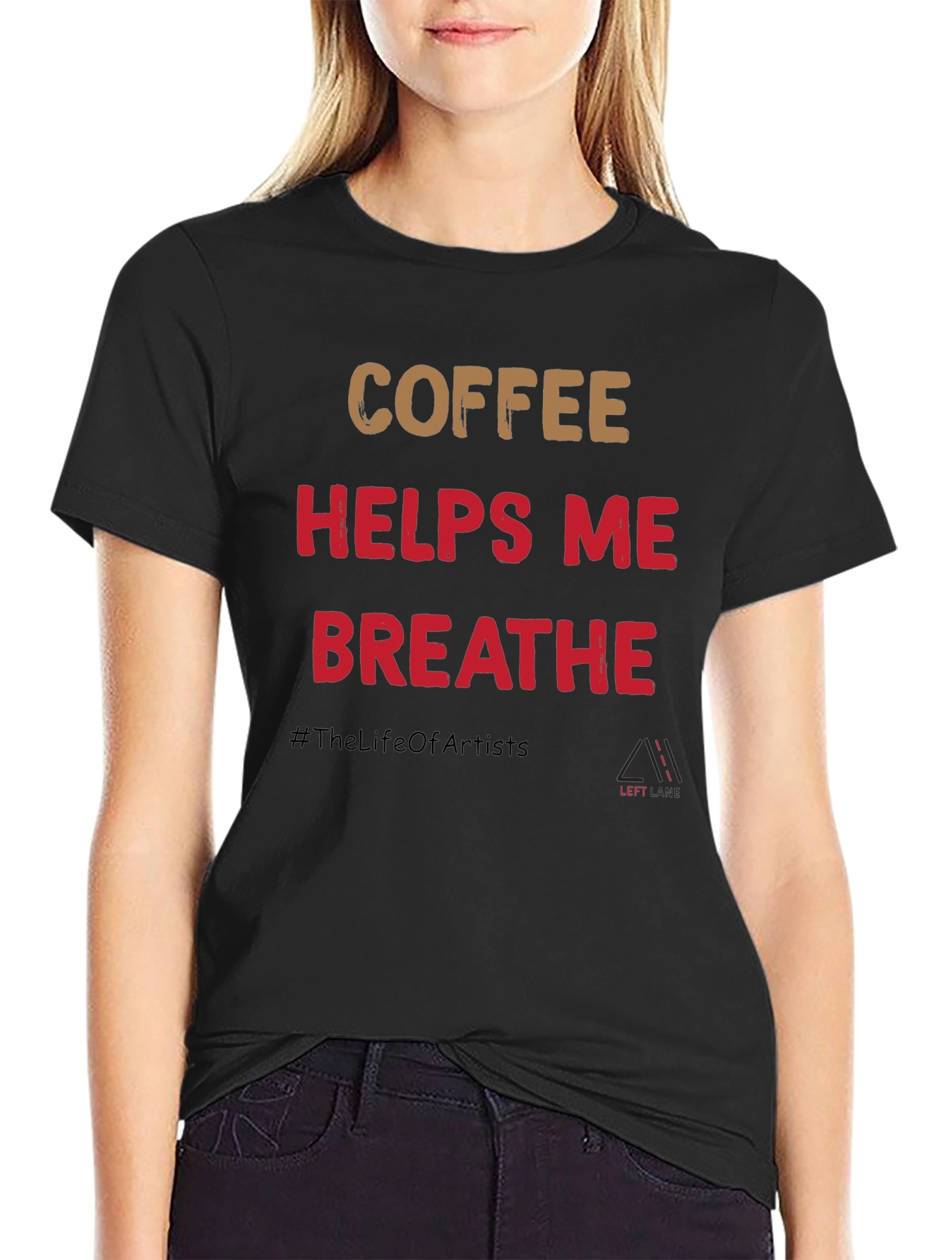Black Coffee Helps Me Breathe Graphic T-Shirt view 2