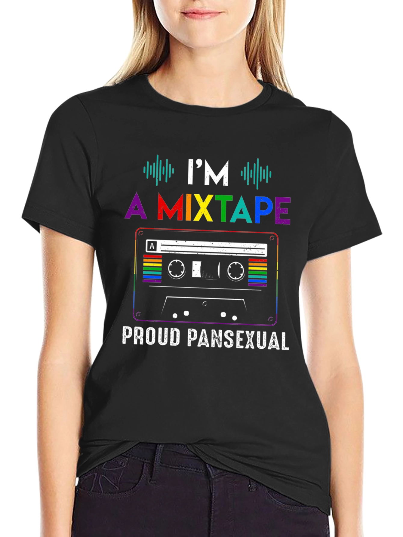 Black I'm a Mixtape Proud Pansexual T-Shirt view 2