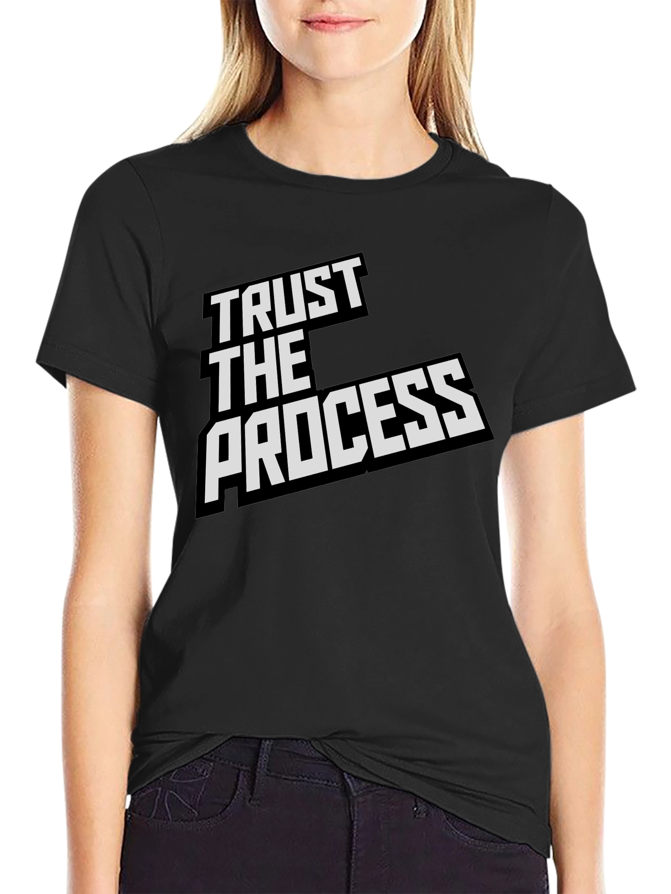 Black Trust The Process Black Graphic T-Shirt view 2