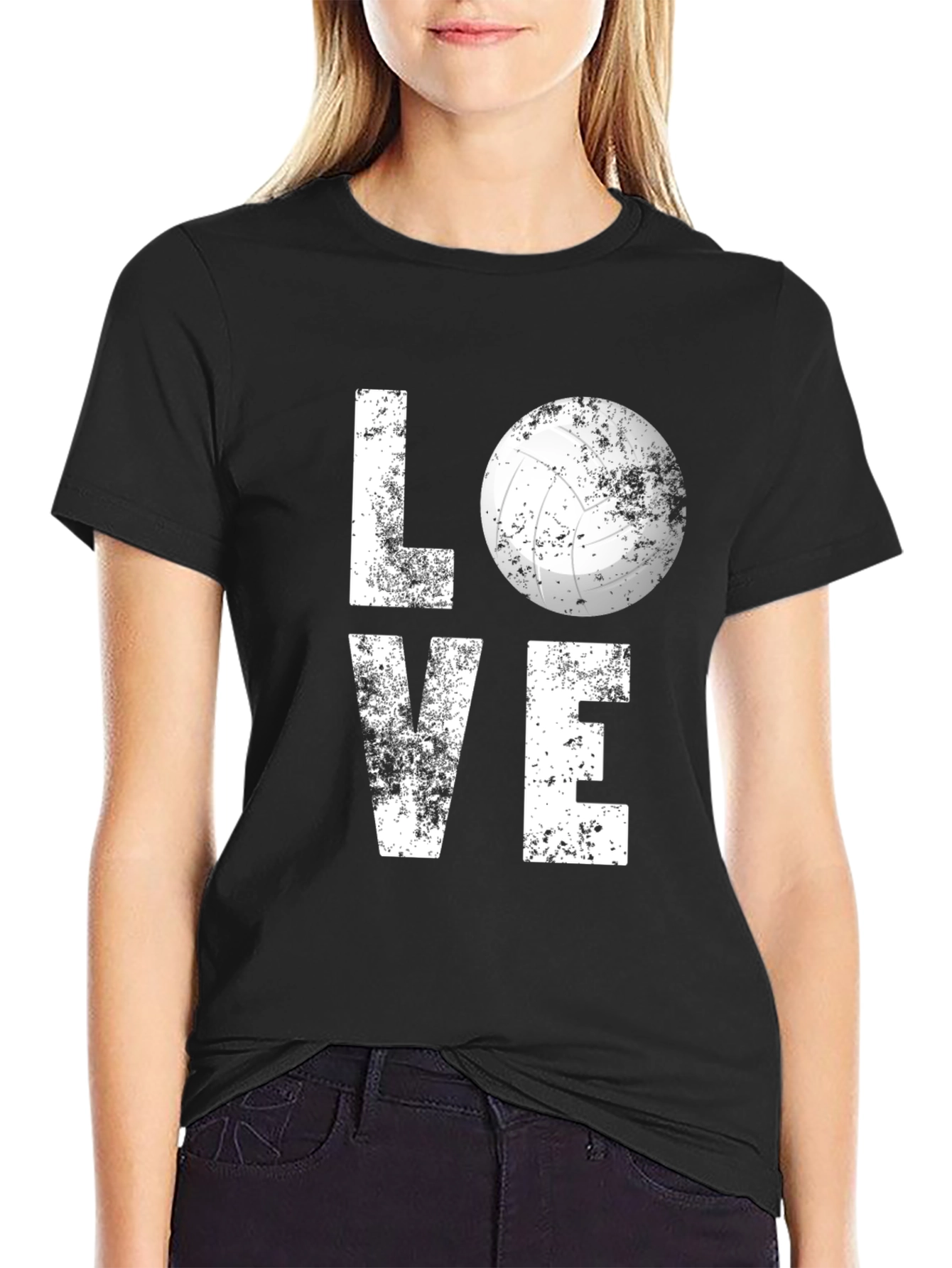 Black Love Volleyball Graphic Tee - Black Cotton Blend view 2