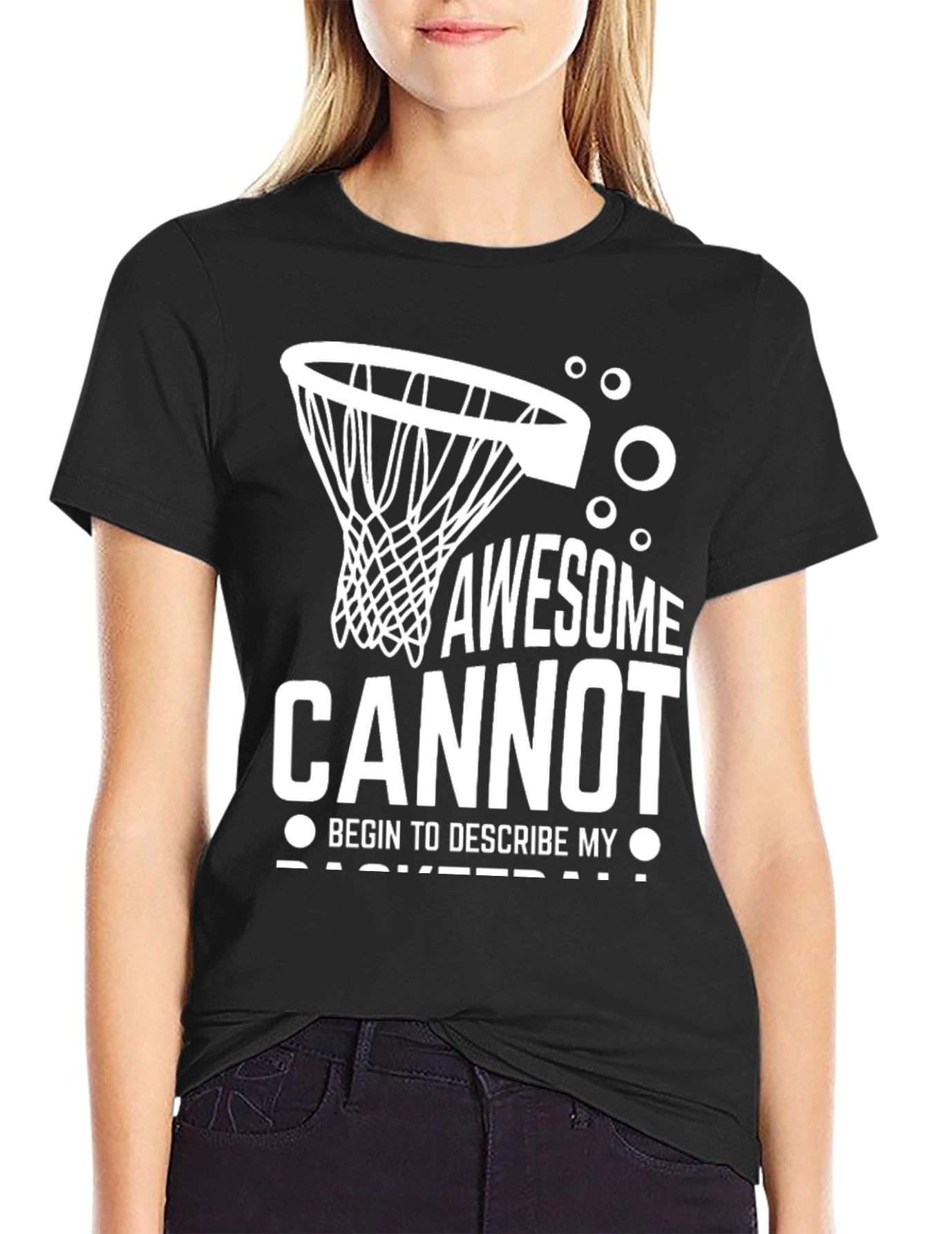 Black Awesome Basketball Graphic Tee - Black view 2