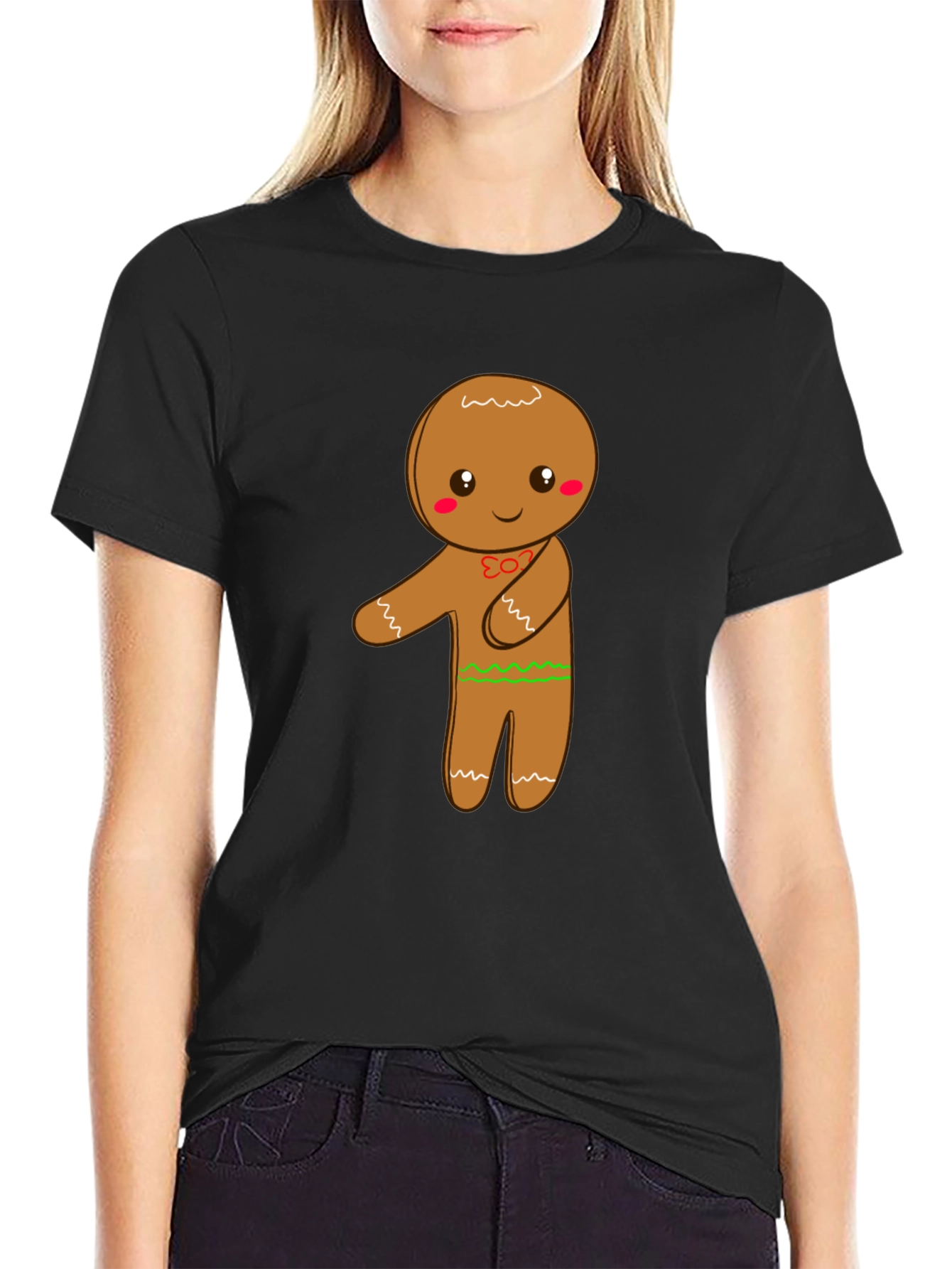 Black Gingerbread Man Graphic Tee view 2