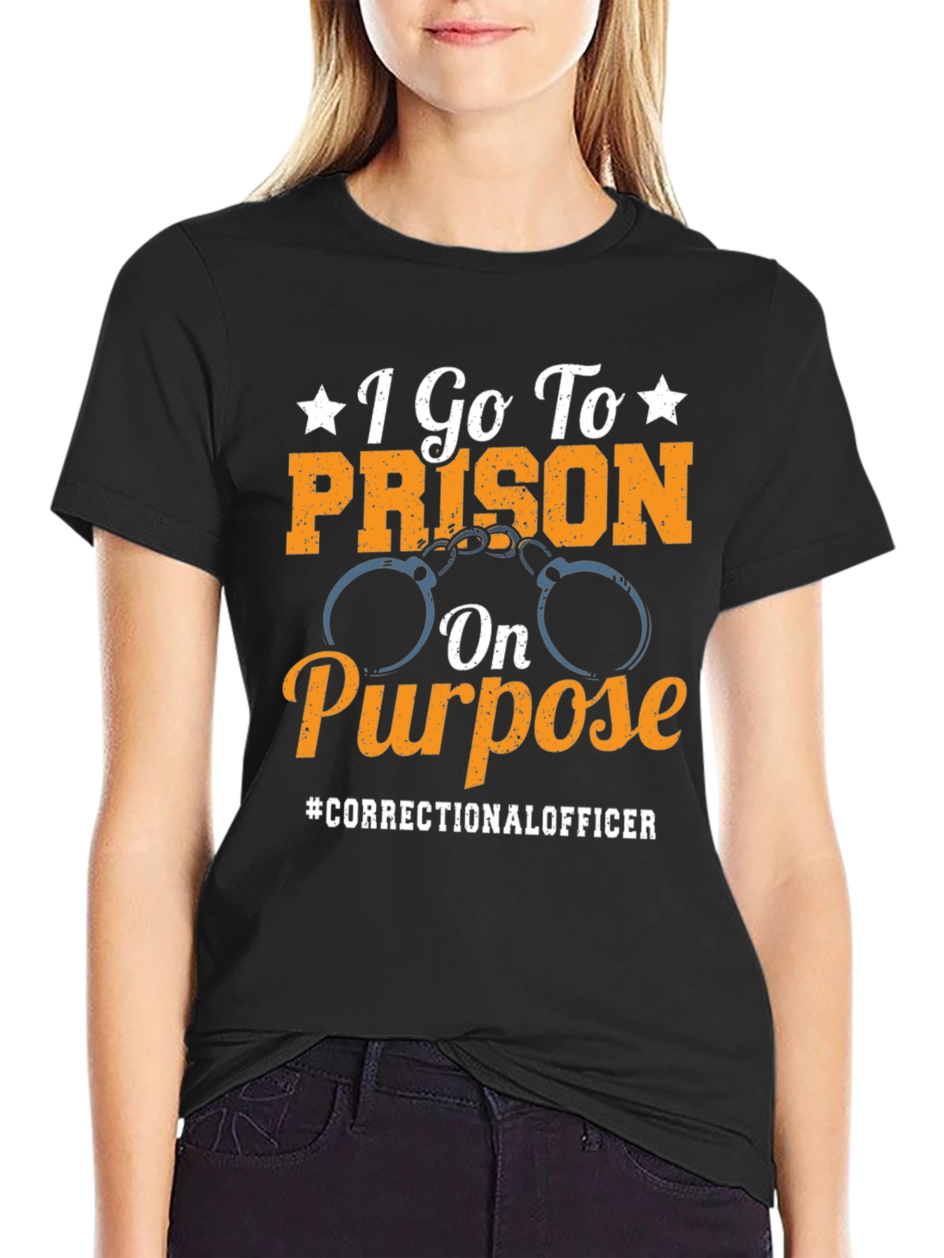 Black Correctional Officer T-Shirt: I Go To Prison On Purpose view 2