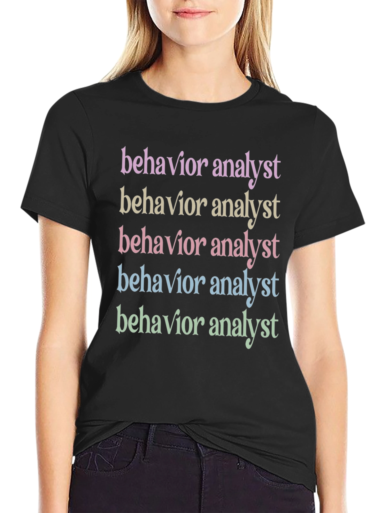 Black Behavior Analyst Graphic T-Shirt view 2
