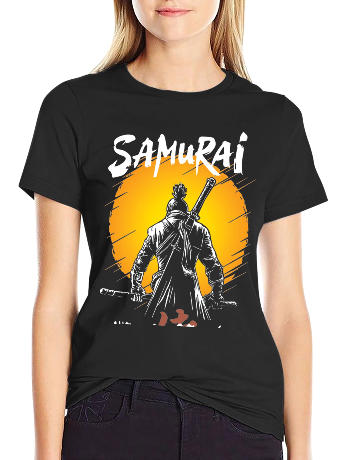 Black Samurai Warrior Graphic Tee - Martial Arts T-Shirt view 2