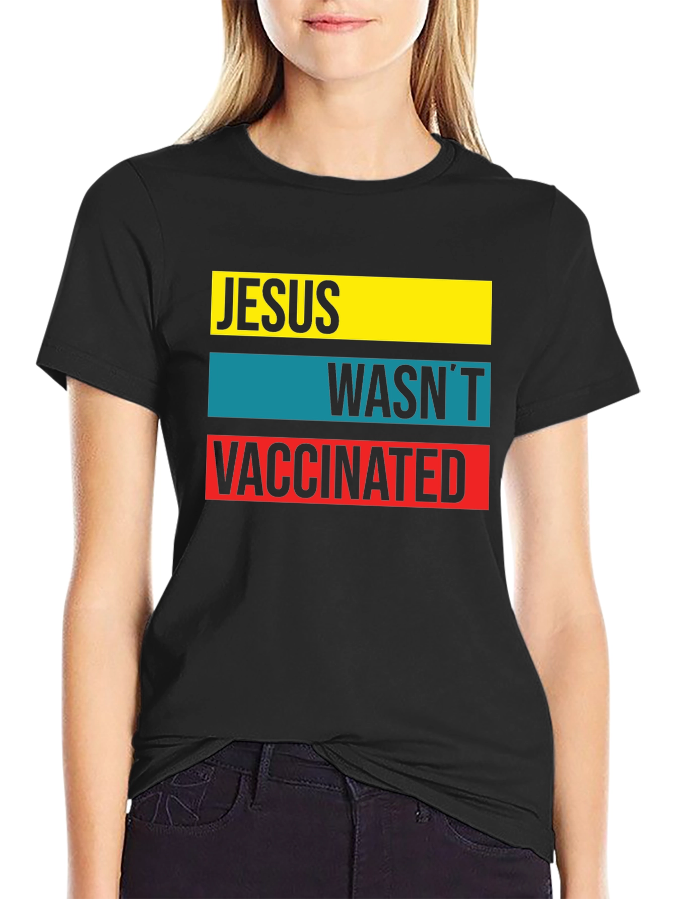 Black Jesus Wasn't Vaccinated Graphic T-Shirt view 2