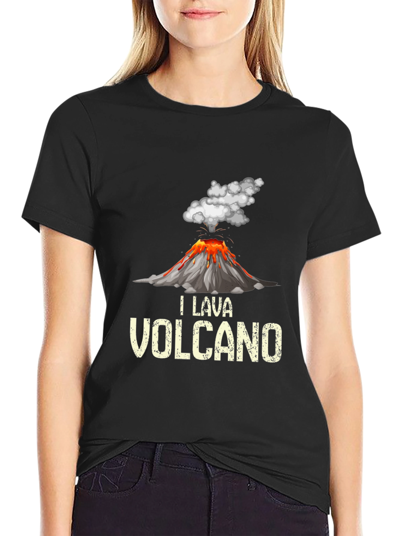 Black Volcano Lava T-Shirt - Unique Graphic Tee view 2