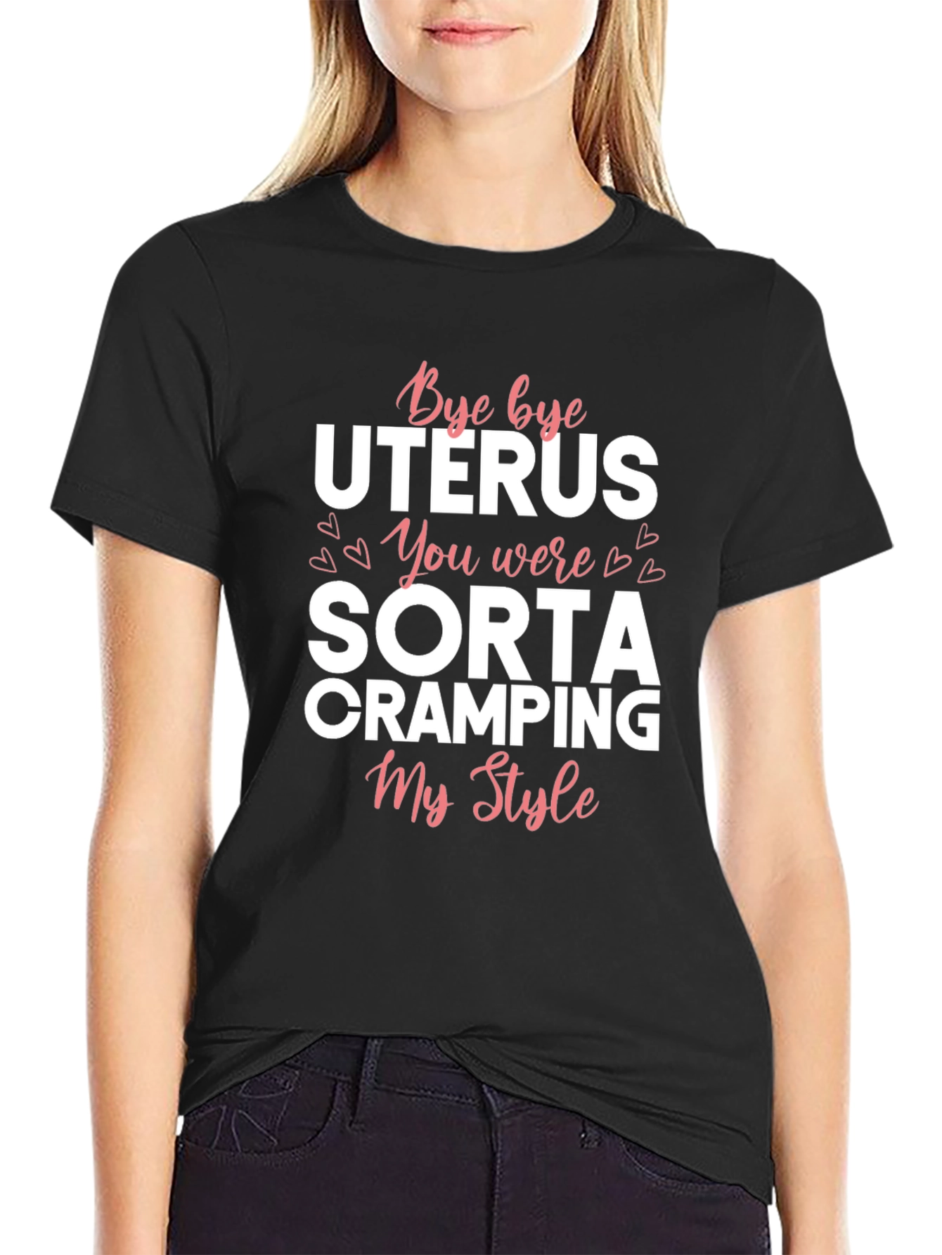 Black Bye Bye Uterus T-Shirt | Funny Hysterectomy Shirt view 2