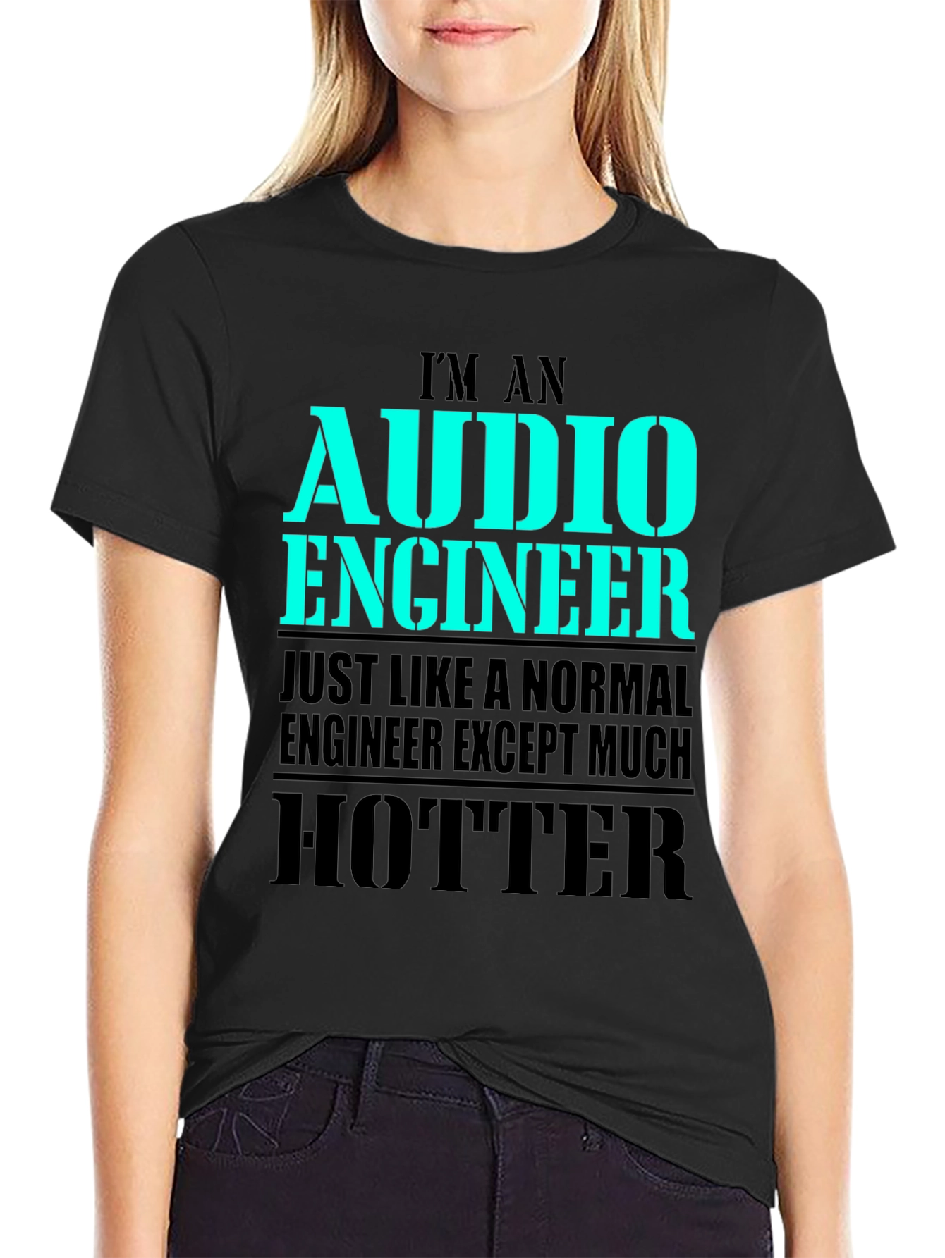 Black Funny Audio Engineer T-Shirt - Hotter Than Normal Engineer view 2