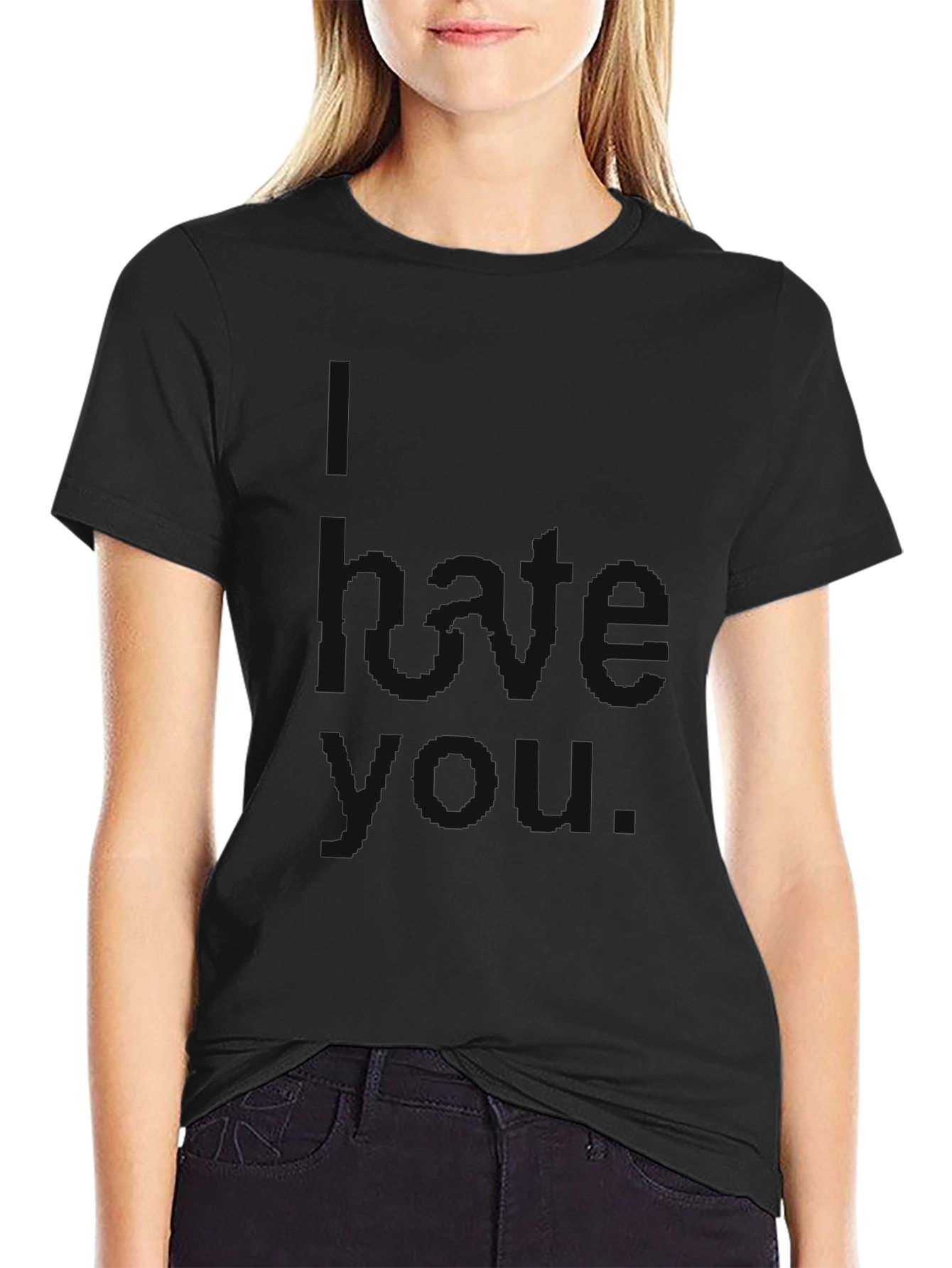 Black Men's Black Graphic Tee - I Hate You view 2