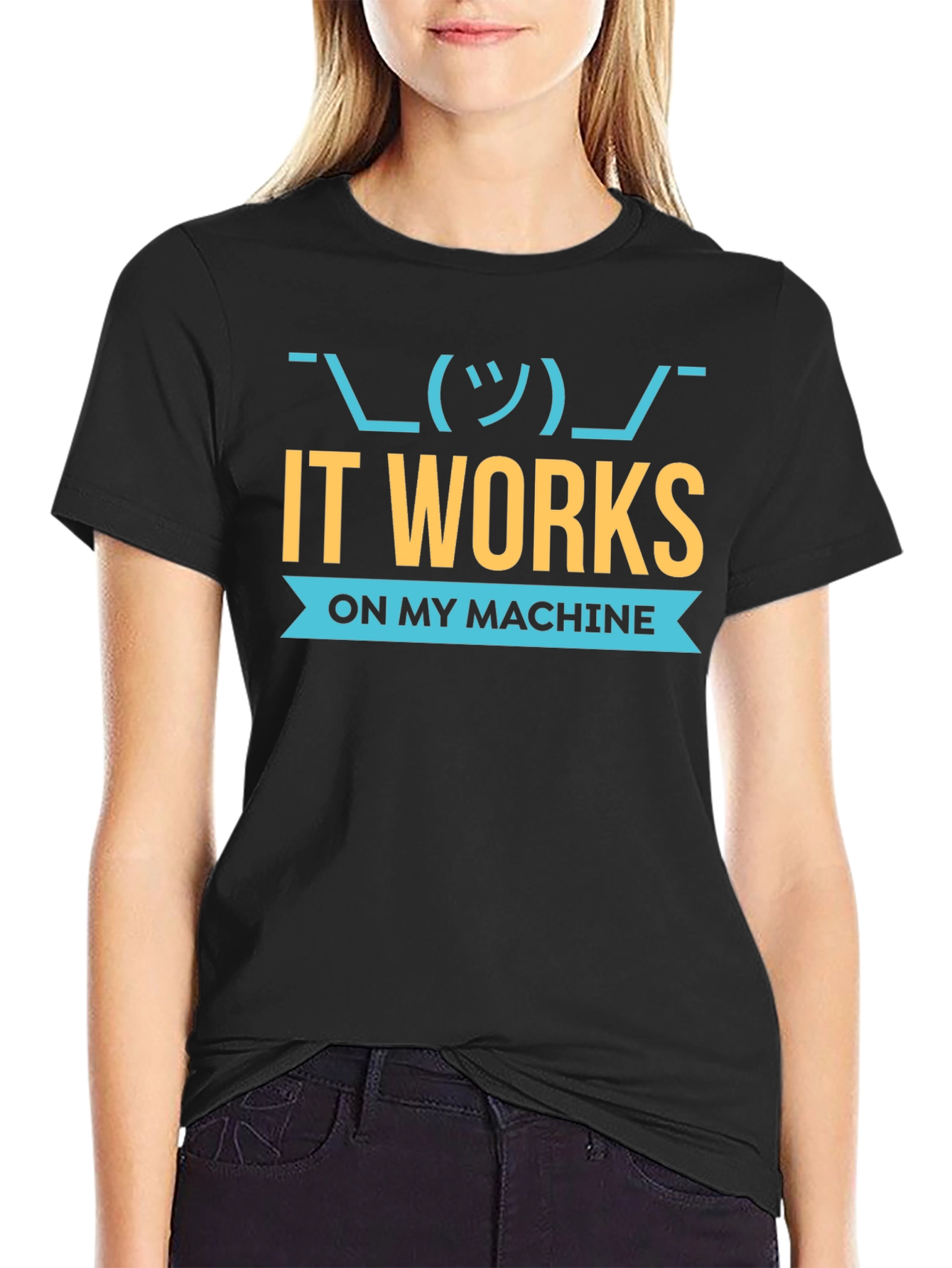 Black It Works On My Machine Programmer T-Shirt view 2
