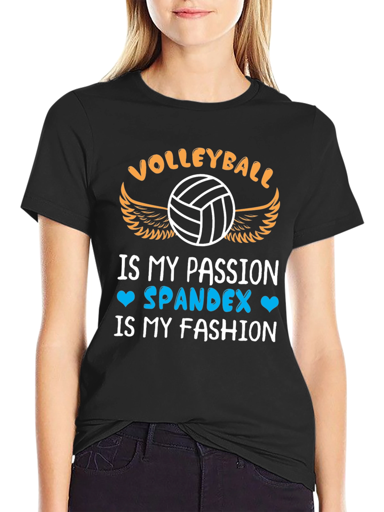 Black Volleyball Passion T-Shirt - Spandex is My Fashion view 2