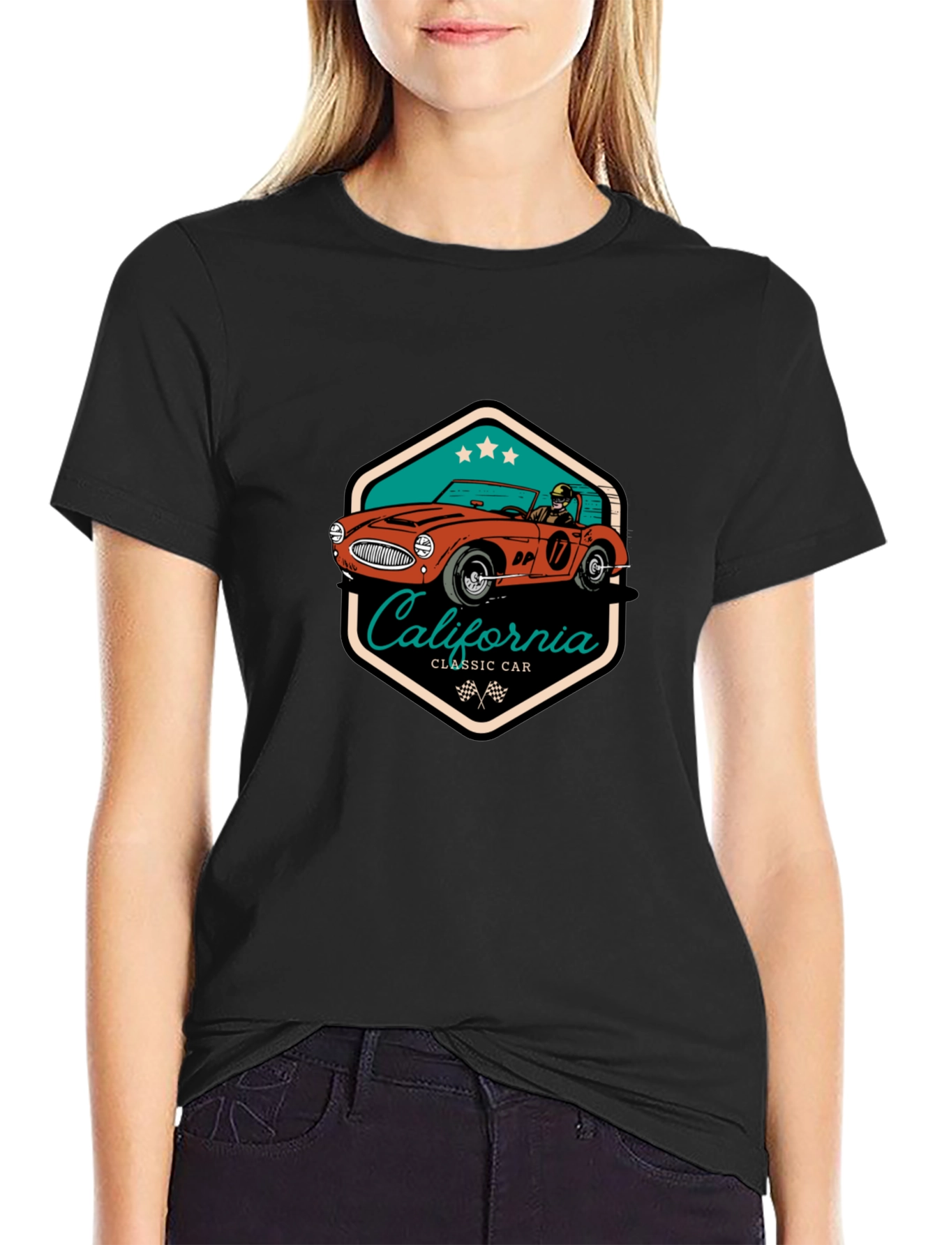 Black Classic Car California T-Shirt view 2
