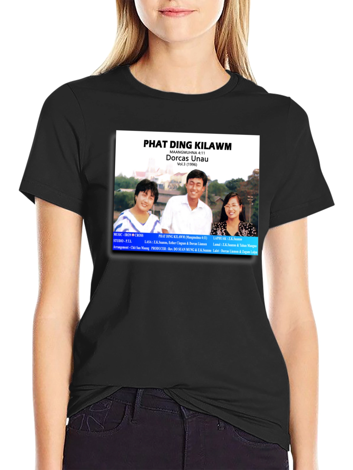 Black Vintage Phat Ding Kilawm Music Album T-Shirt view 2