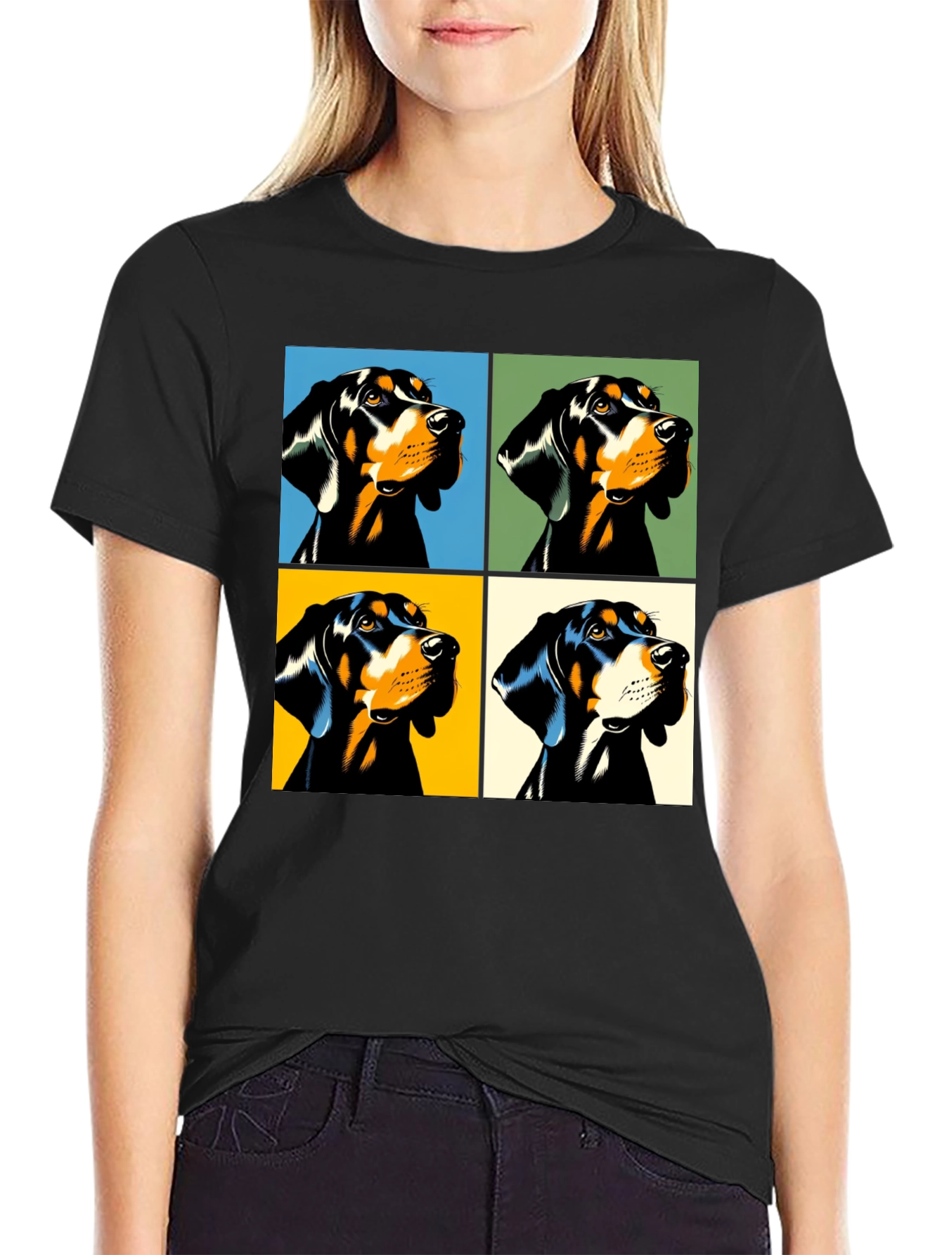 Black Pop Art Dog T-Shirt - Modern Style view 2