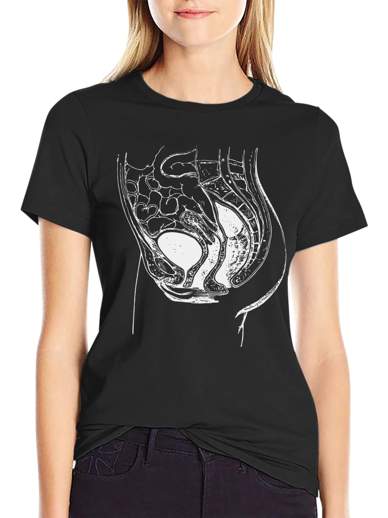 Black Anatomical Reproductive System Unisex T-Shirt view 2