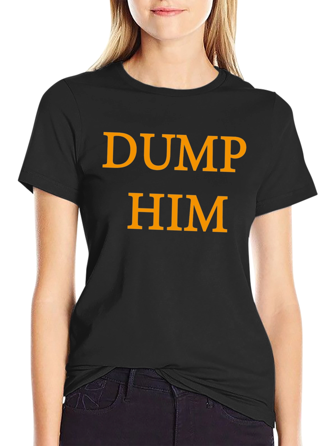 Black Dump Him Graphic Tee - Black Crew Neck T-Shirt view 2