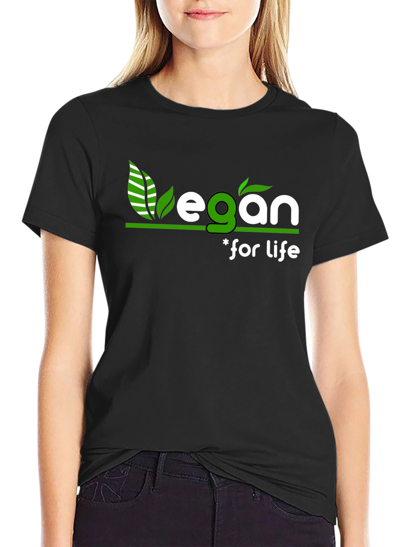 Black Vegan for Life Graphic Tee - Stylish Black T-Shirt view 2