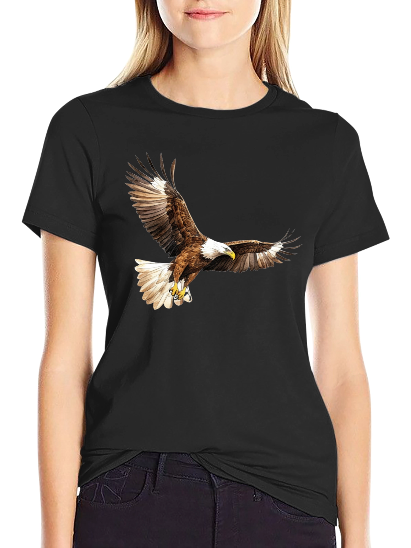 Black Black Eagle Print Graphic Tee view 2
