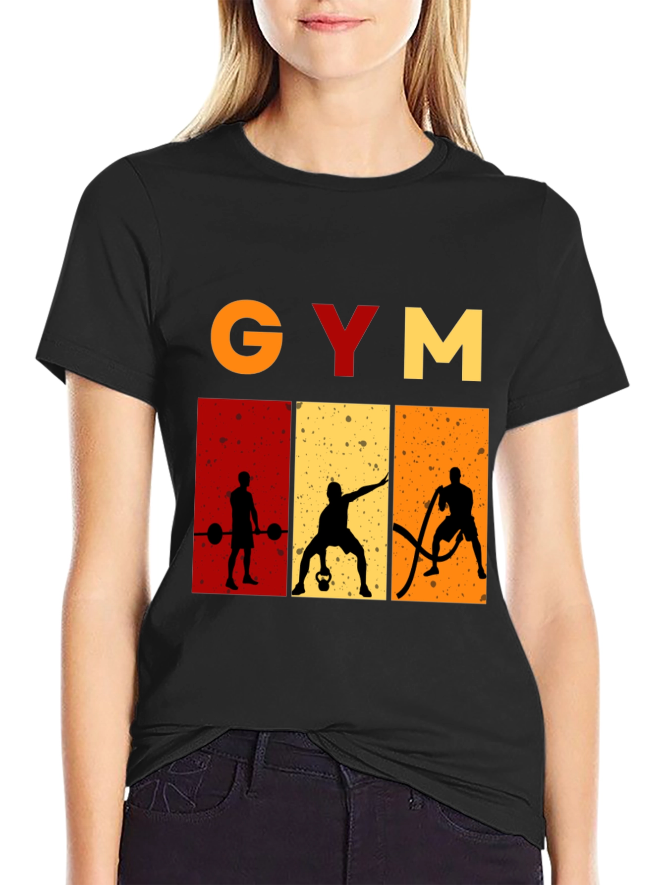Black Gym Motivation Graphic Tee - Fitness Workout Shirt view 2