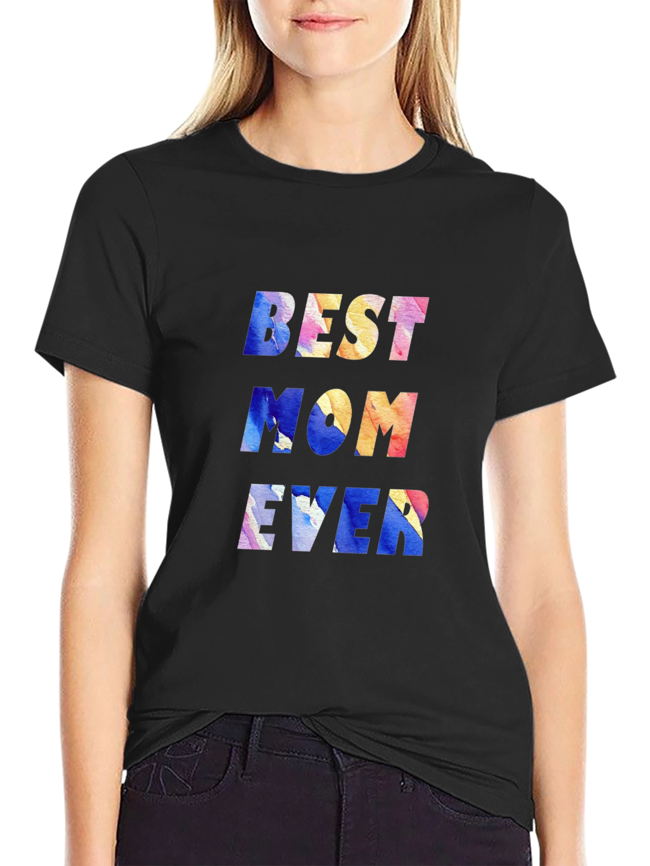 Black Best Mom Ever Graphic T-Shirt view 2