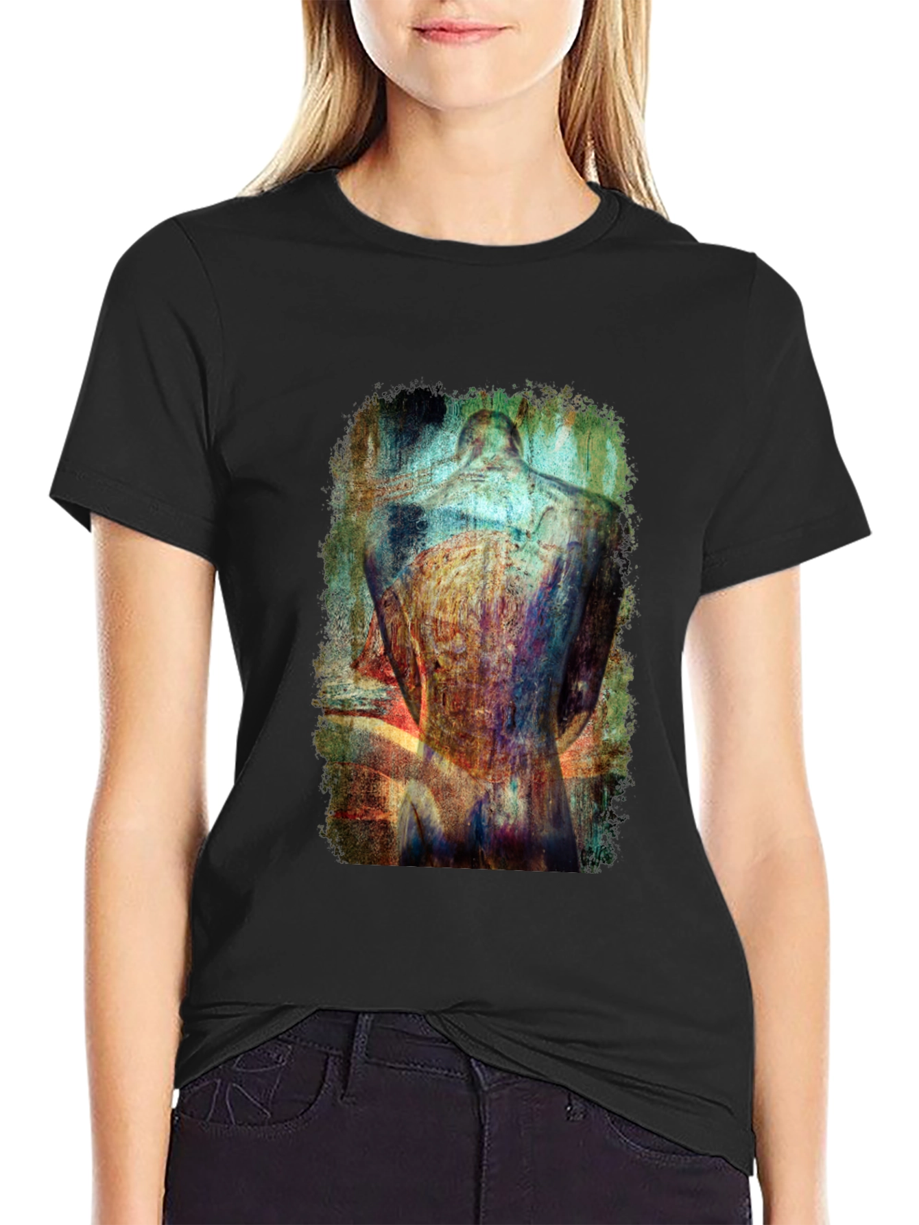 Black Abstract Back Graphic T-Shirt - Modern Art Tee view 2